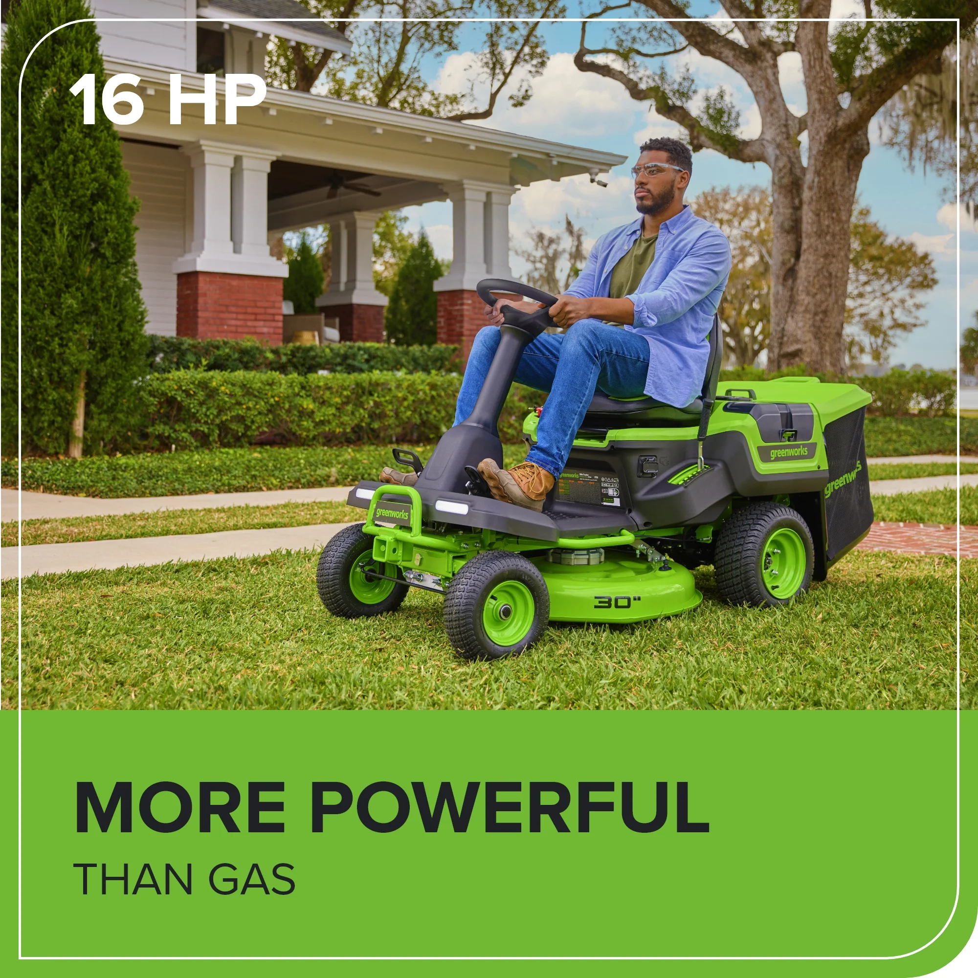 60V 30” CrossoverT Riding Lawn Tractor, Bagger Included w/ (4) 8.0Ah (1) 20.0Ah Batteries & 600-Watt Charger