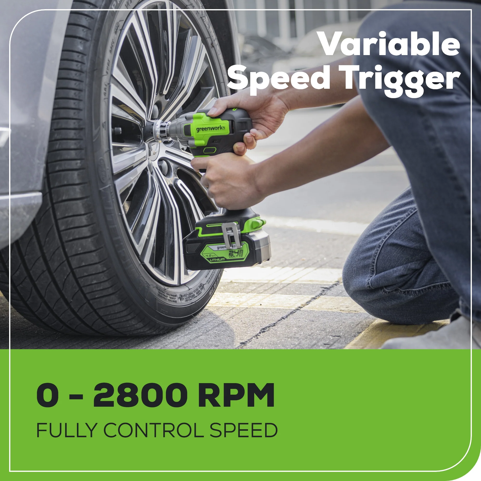 24V 1/2 Cordless Battery Impact Wrench Kit w/ 4.0Ah Battery & Charger