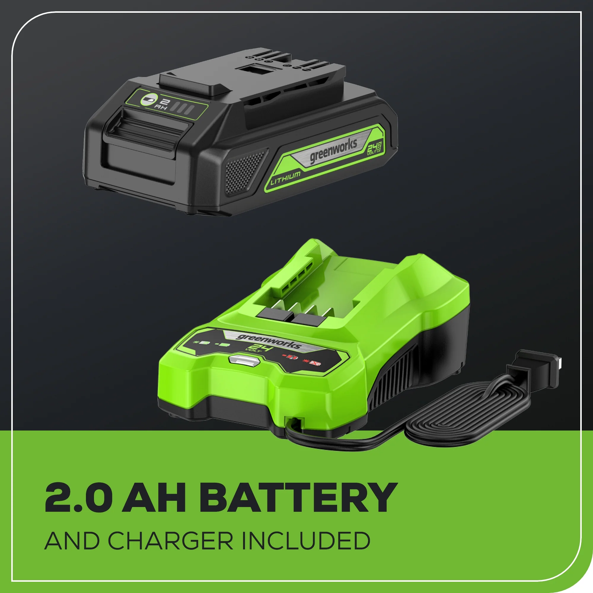 24V 1/2 Cordless Battery Impact Wrench w/ 2.0Ah Battery & Charger