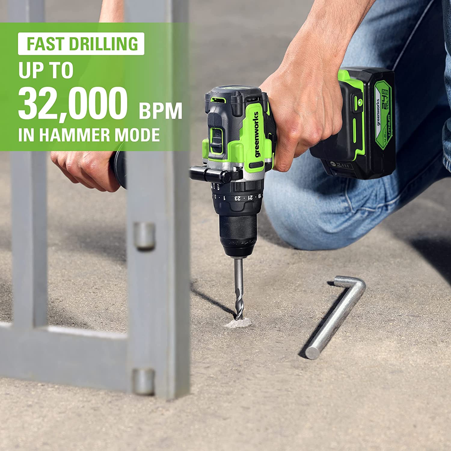 24V 1/2 1240 in/lbs Hammer Drill w/ 4.0Ah Battery & Charger