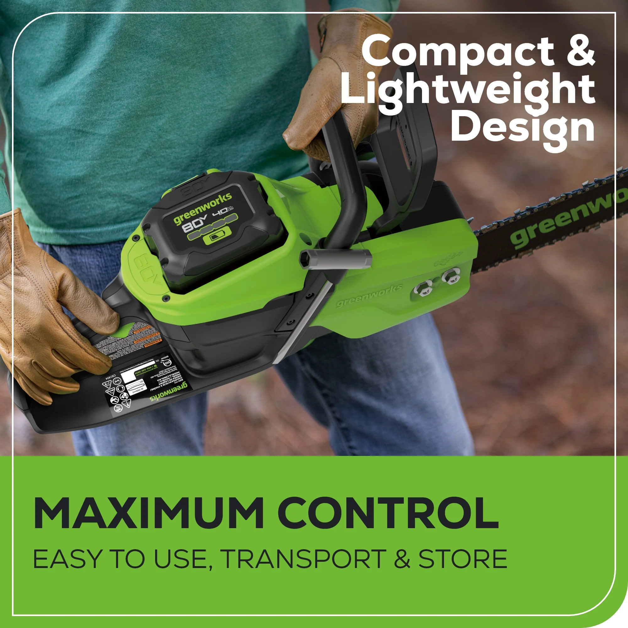 80V 18 2.5kW Cordless Battery Chainsaw w/ (1) 4Ah Battery & 2A Charger
