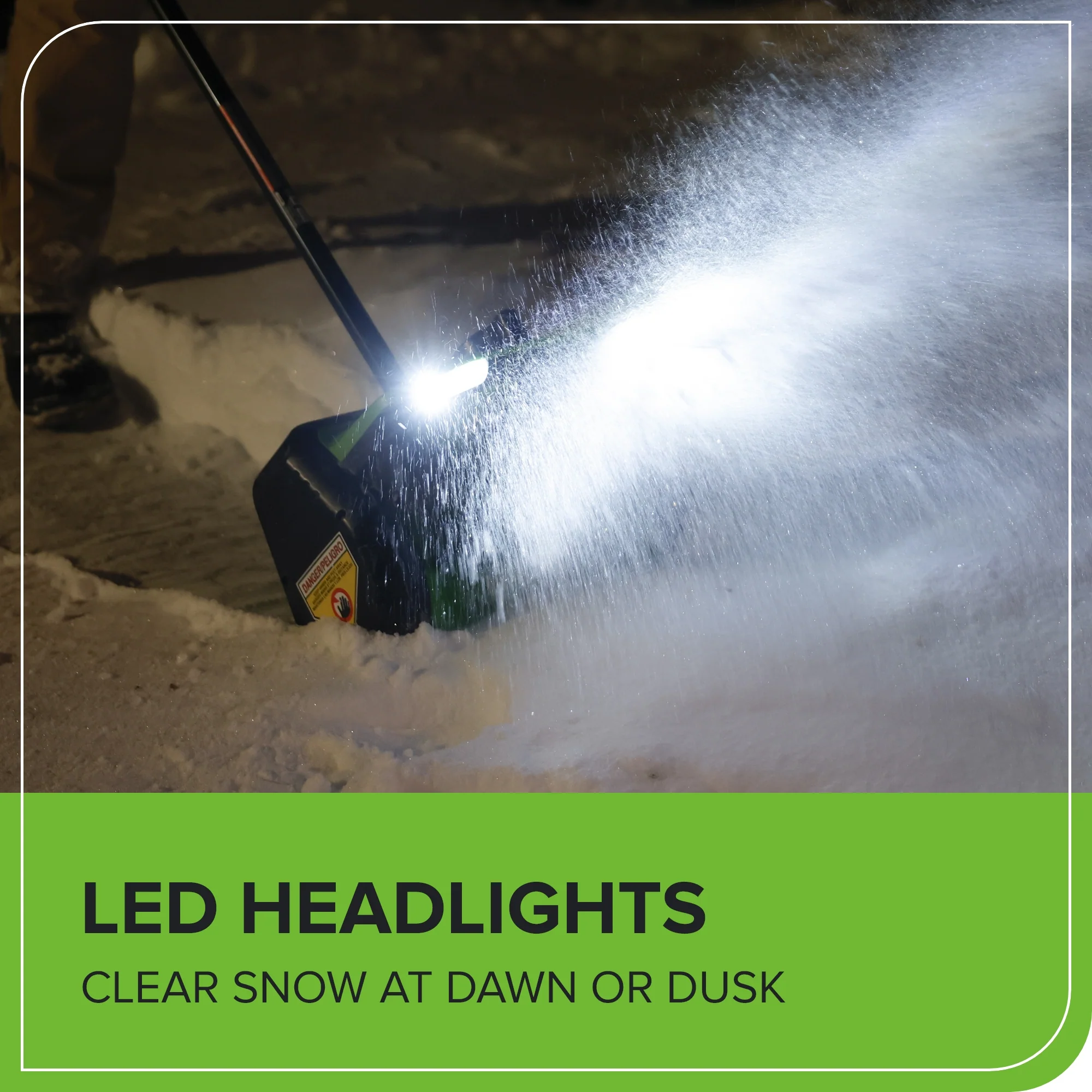 40V 12 Cordless Battery LED Snow Shovel w/ Directional Vanes, 4.0Ah Battery and Charger