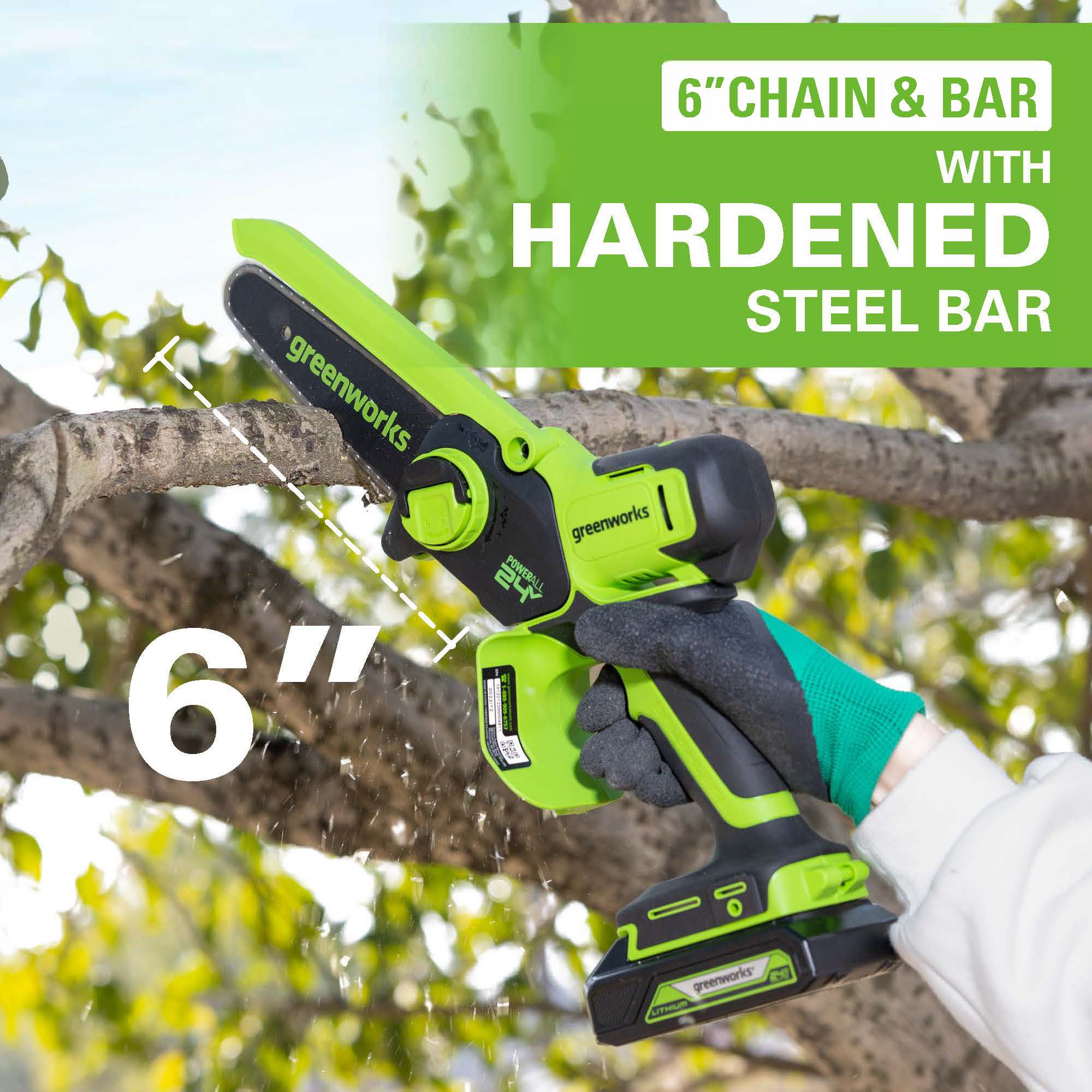 60V 18 Cordless Battery 2.0kW Chainsaw & 24V 6 Pruner Saw w/ (1) 4.0 Ah Battery, (1) 2.0 Ah Battery & (2) Chargers