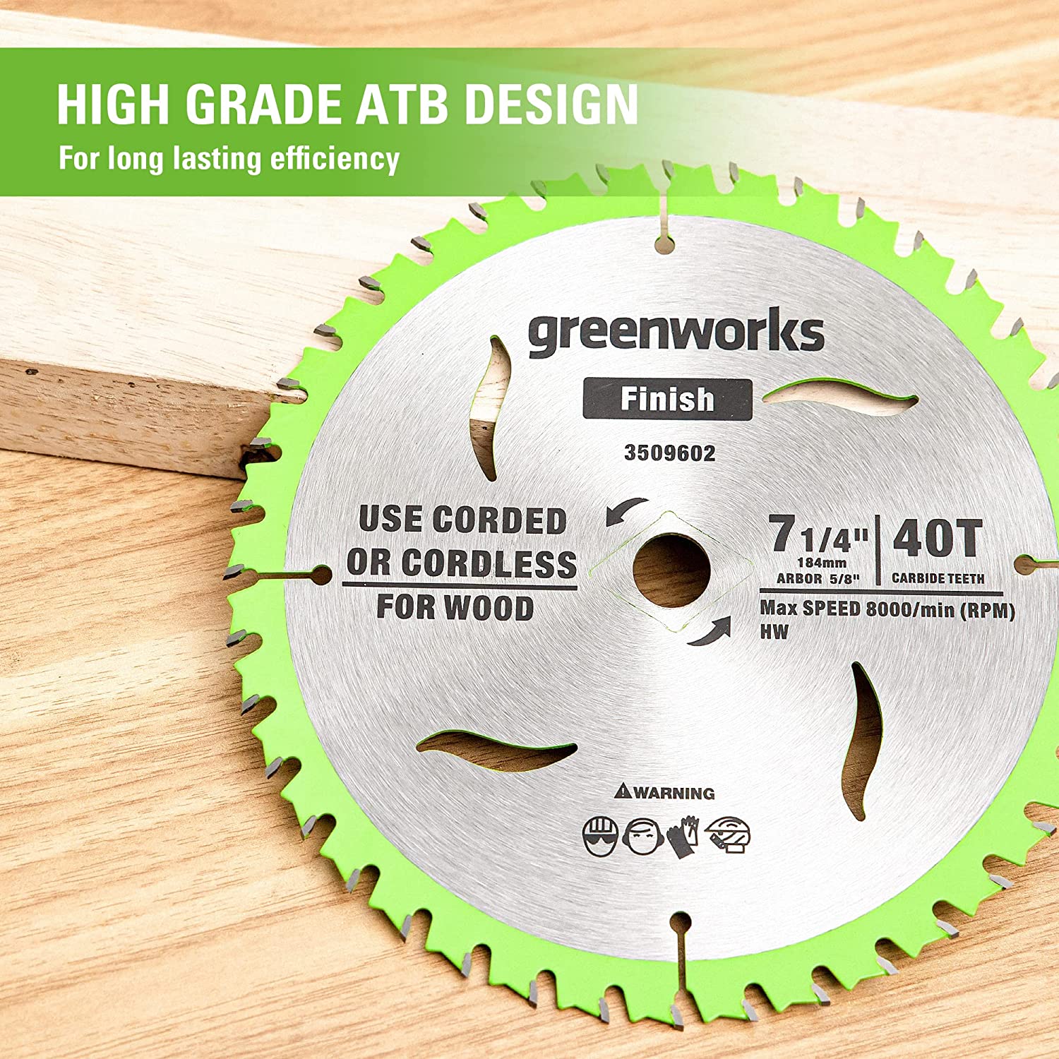 Greenworks 24V 7-1/4  40T Circular Saw Blades