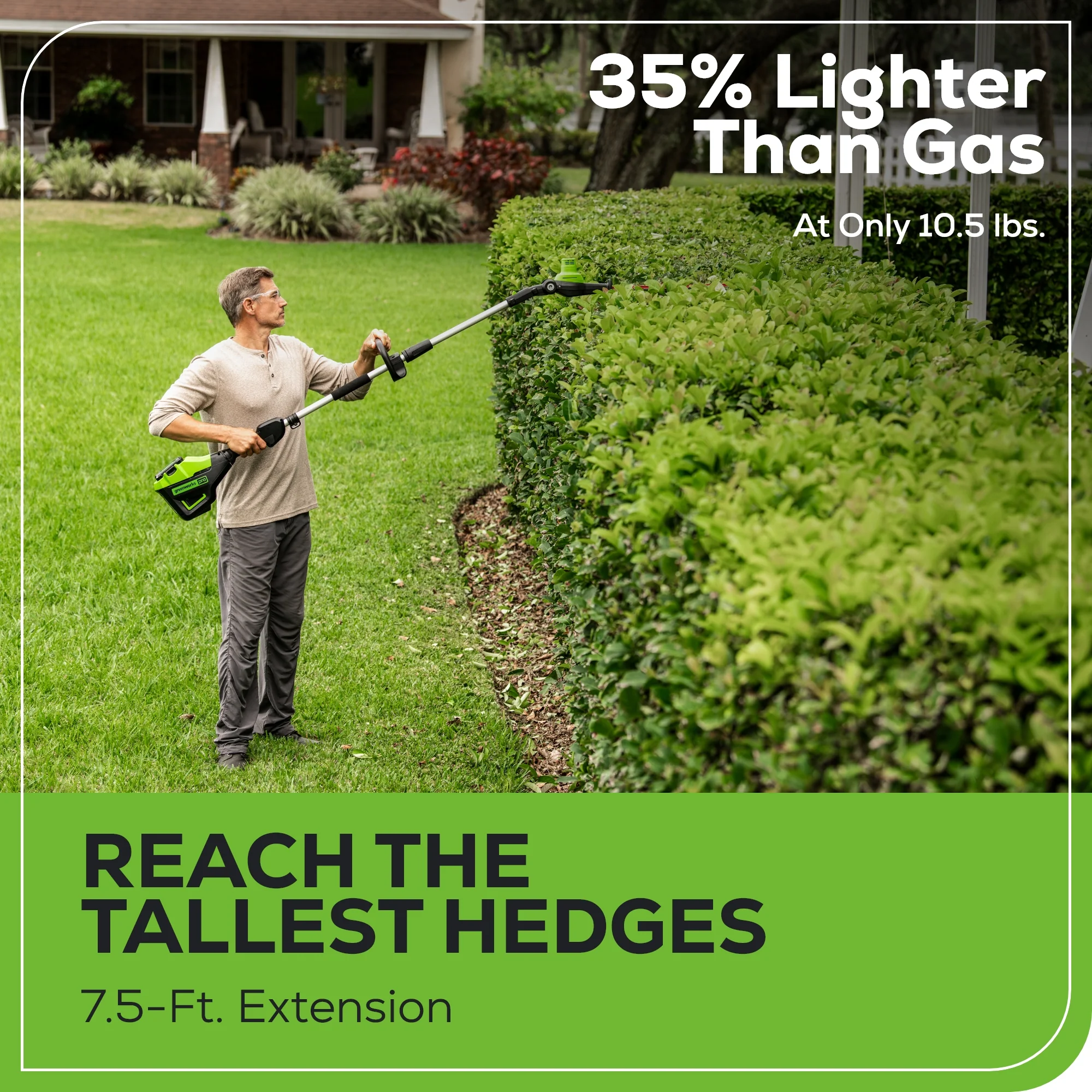 60V 20  7-Position Cordless Battery Pole Hedge Trimmer w/ 2.0 Ah Battery & Charger