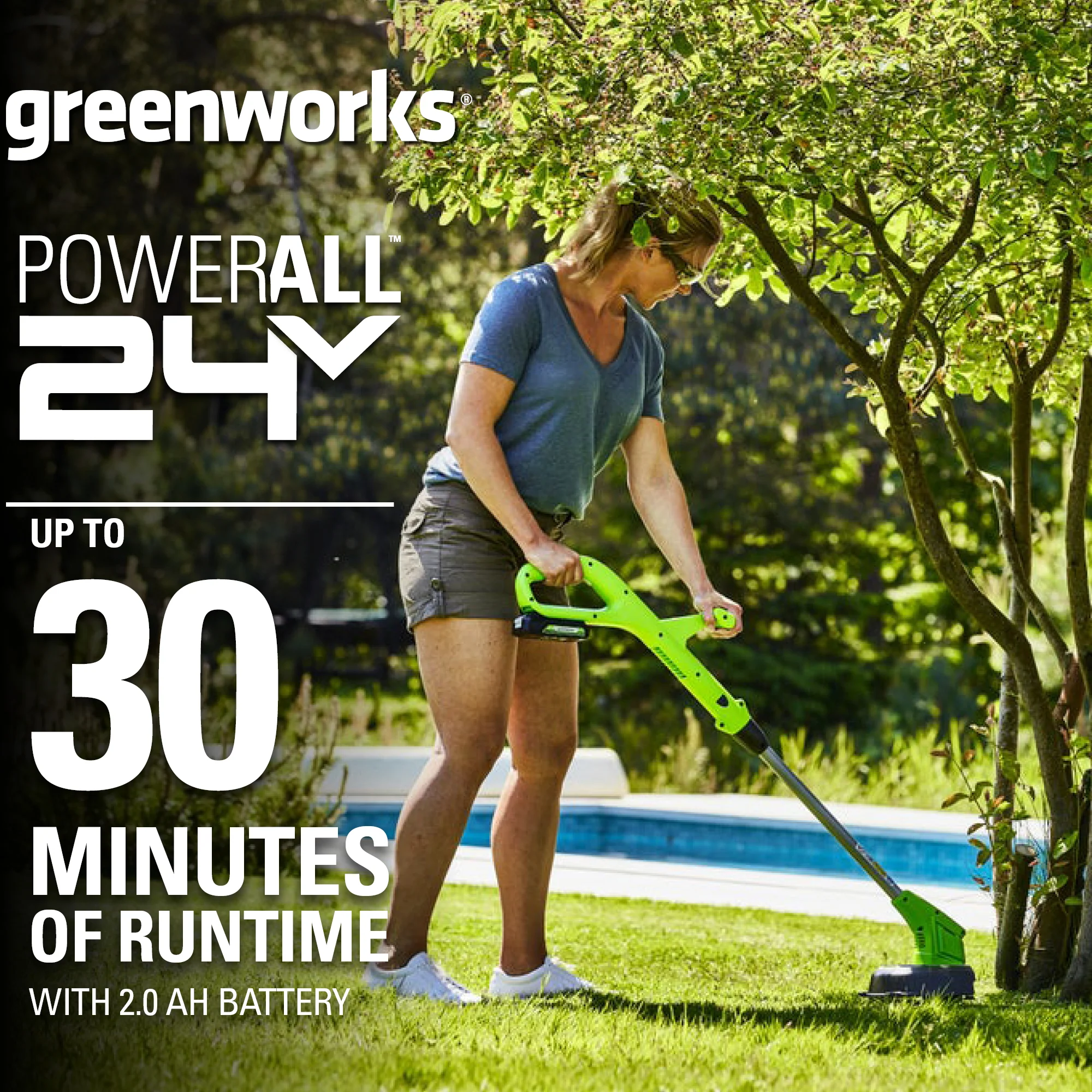 24V 10 Cordless Battery String Trimmer w/ 2.0Ah Battery & Charger