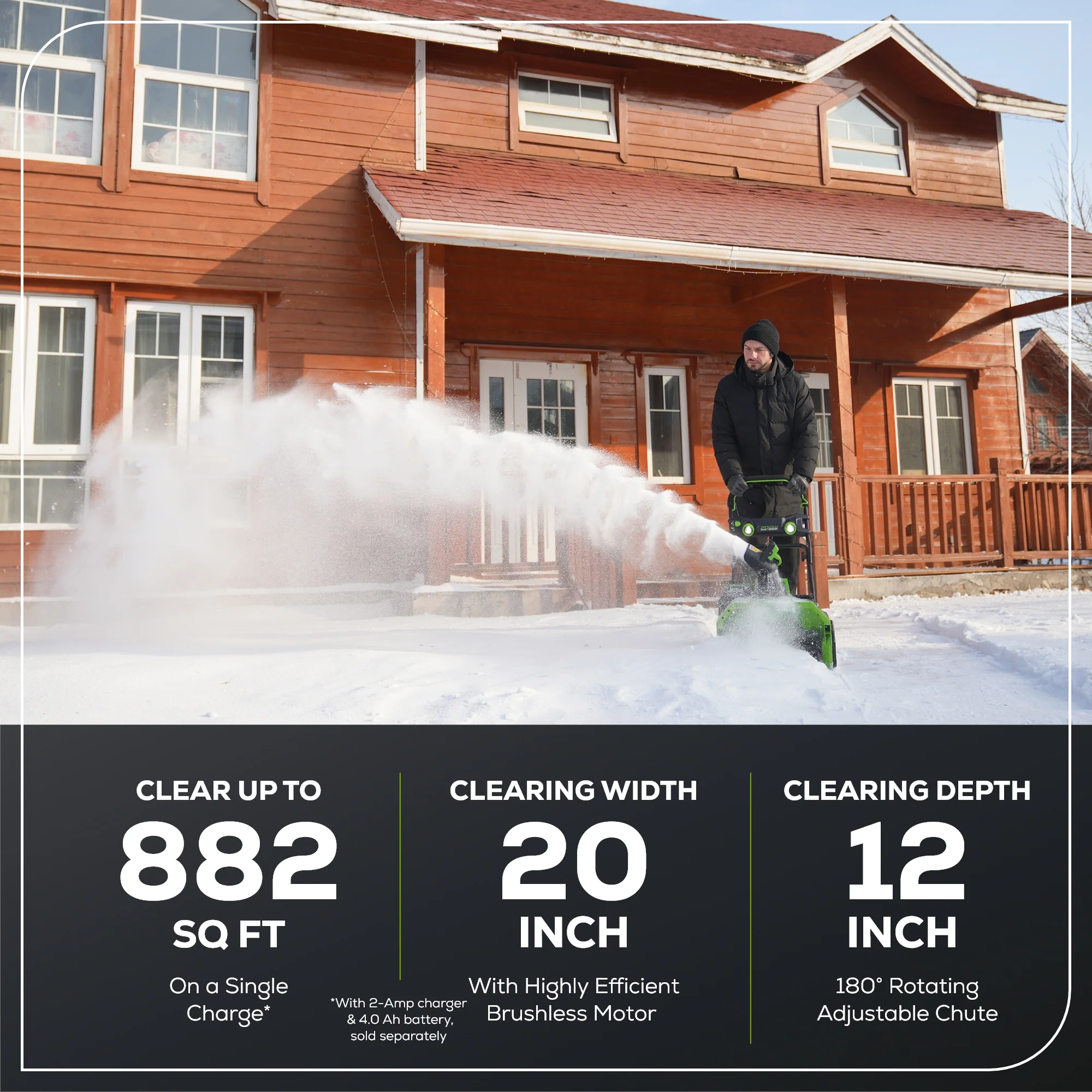 40V 20 Cordless Battery Single-Stage Snow Blower (Tool Only)