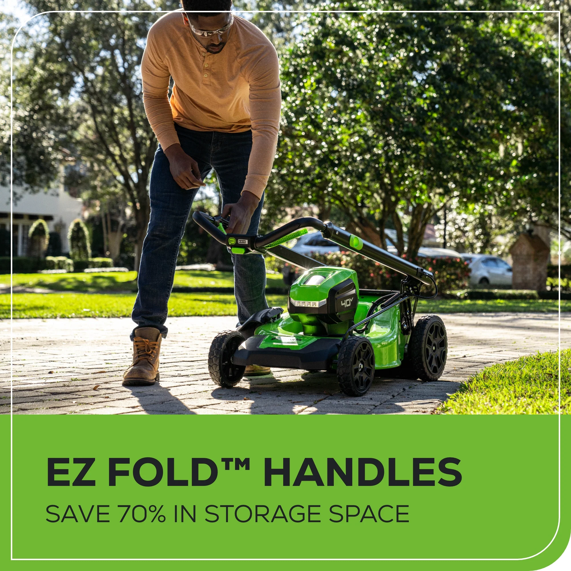 40V 20 Cordless Battery 4-in-1 Push Lawn Mower w/ 4.0Ah Battery & 2A Charger