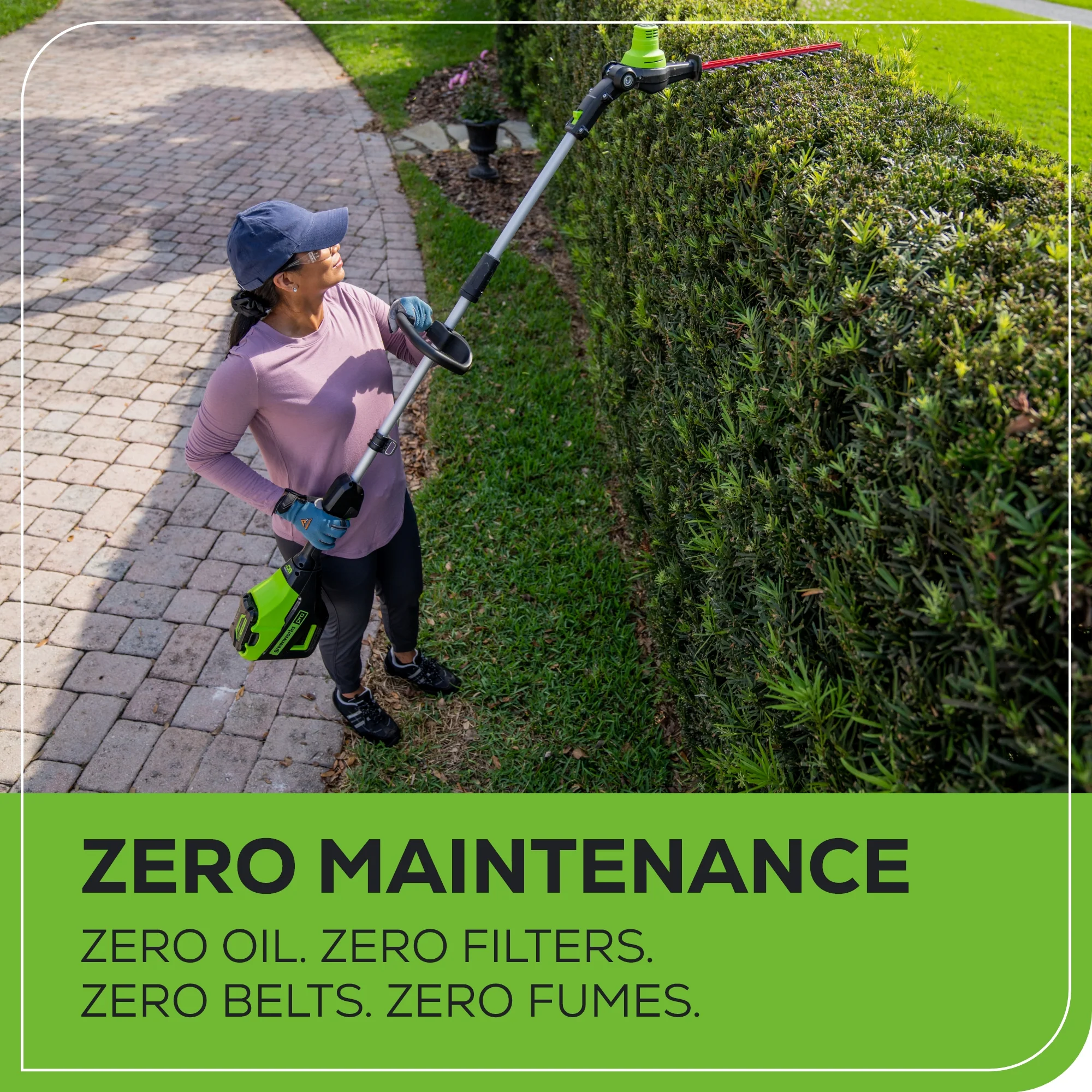 60V 10 Cordless Battery Pole Saw & 20 Pole Hedge Trimmer Combo Kit w/ 2.0 Ah Battery & Charger