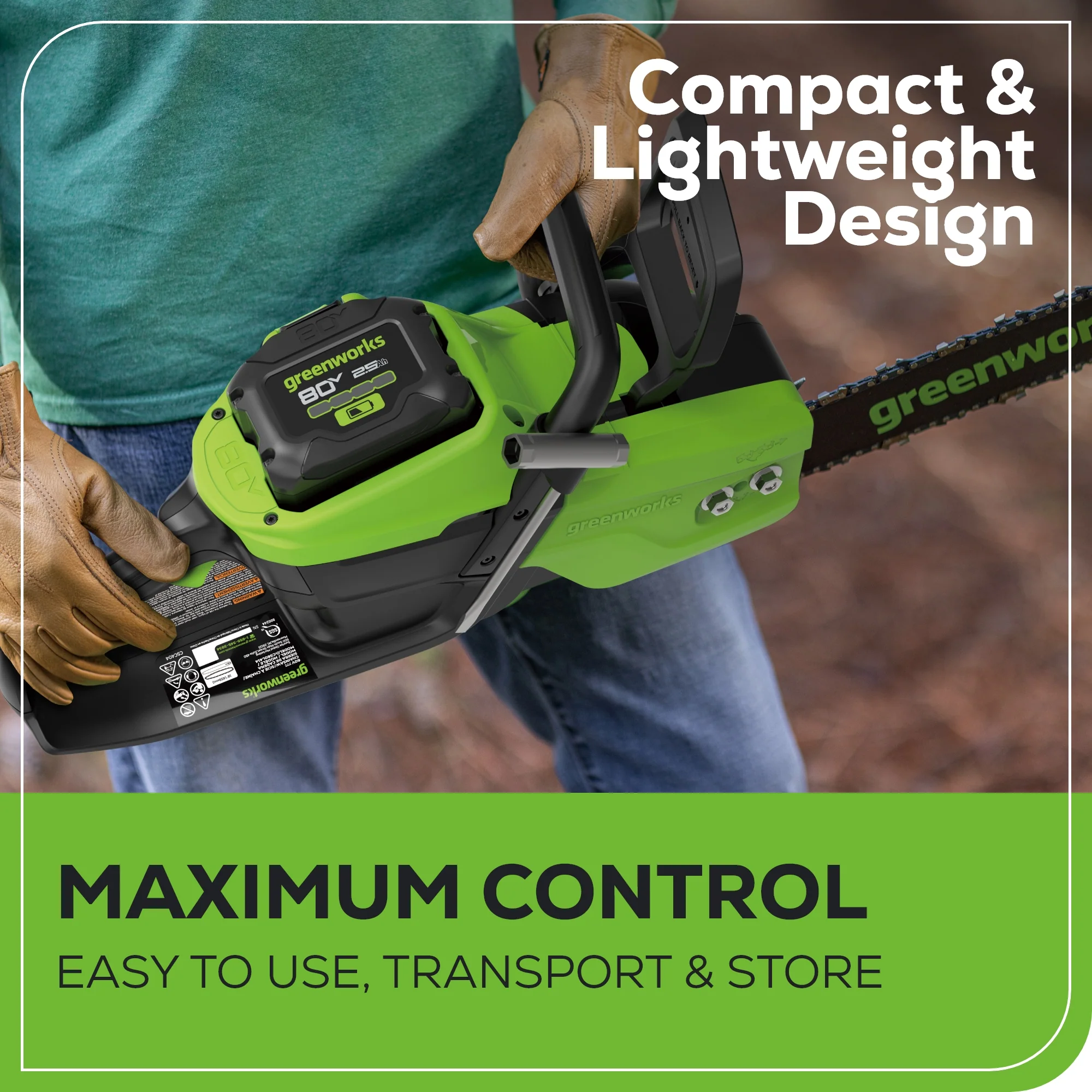 80V 16 2.0kW Cordless Battery Chainsaw w/ (1) 2.5Ah Battery & 2A Charger