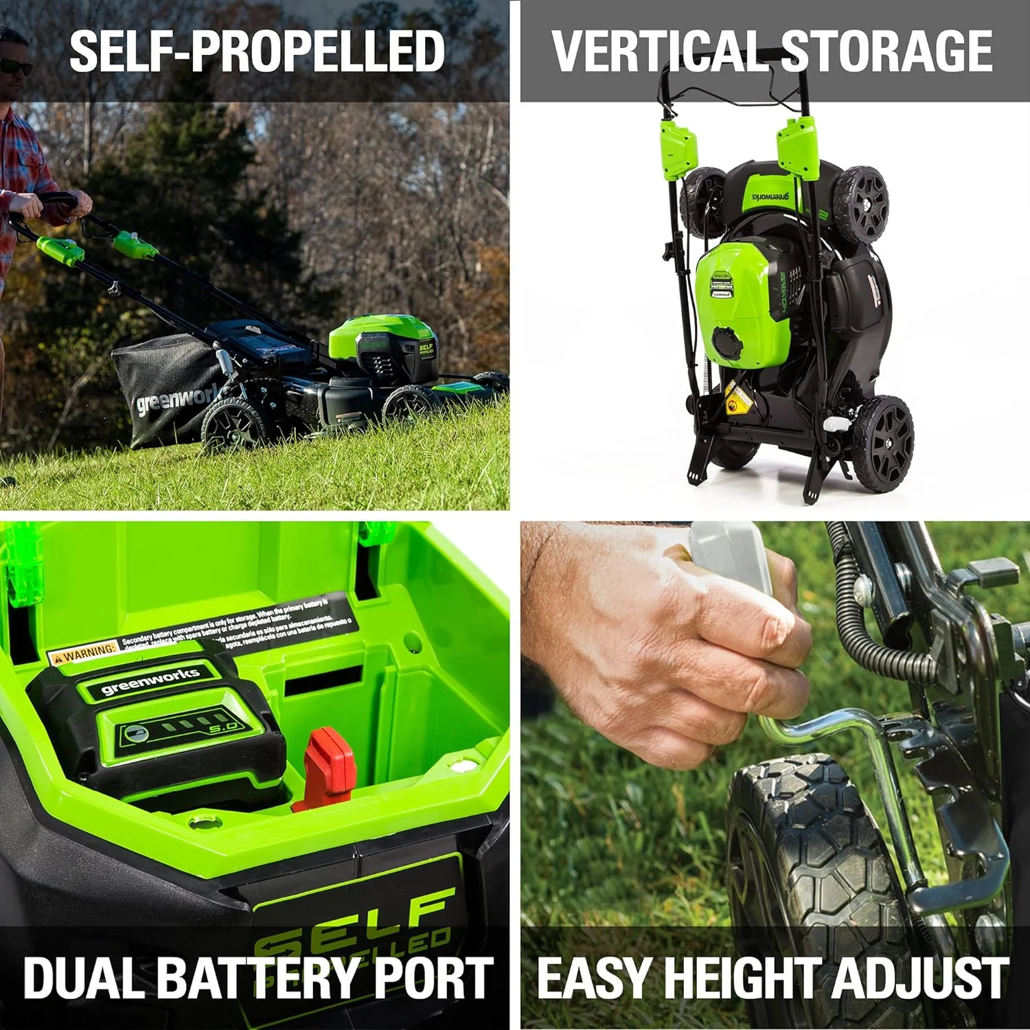 40V 21 Cordless Battery Self-Propelled Lawn Mower w/ 5.0Ah USB Battery & Charger