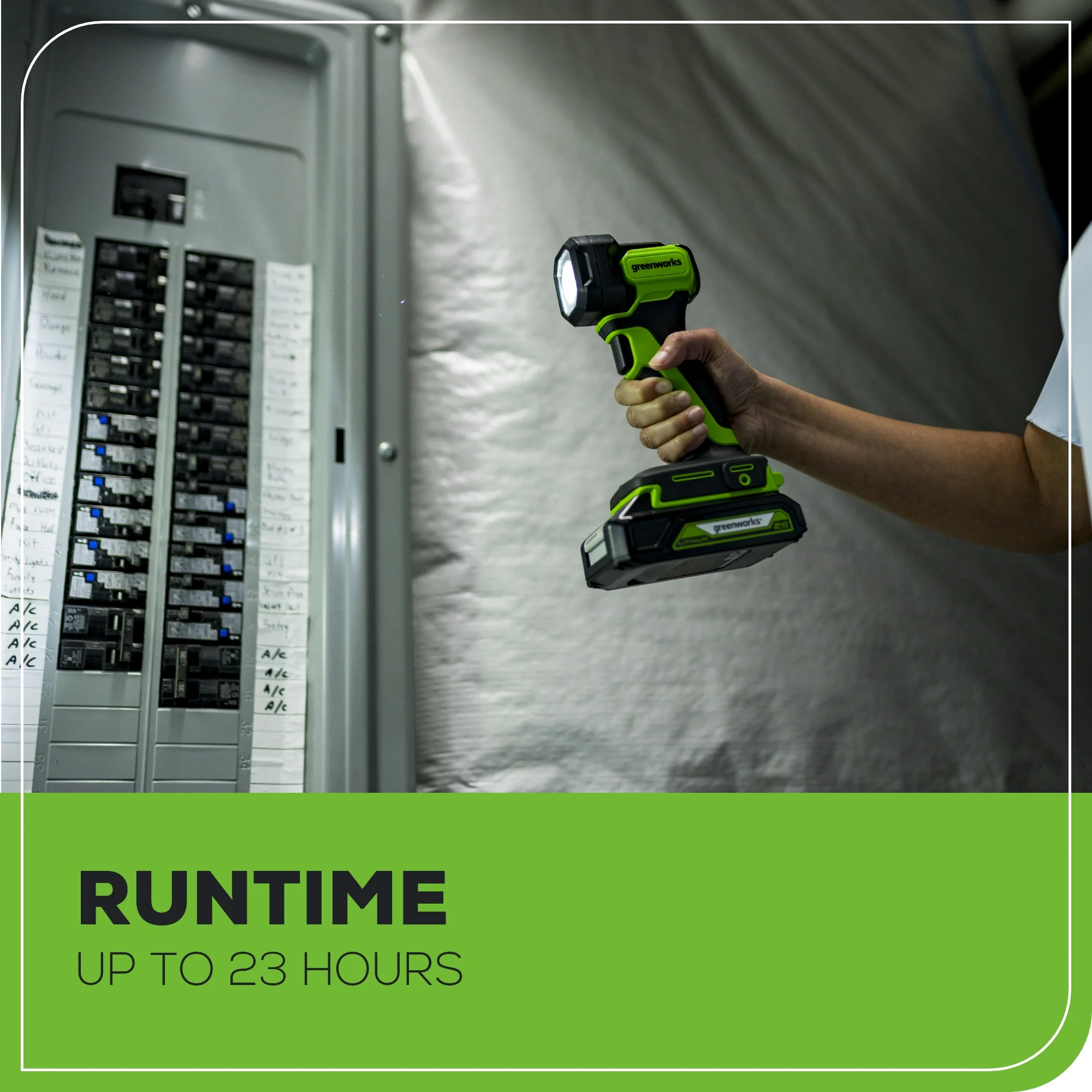 24V 200 Lumen Cordless Battery LED Flashlight w/ 2.0Ah Battery & Charger