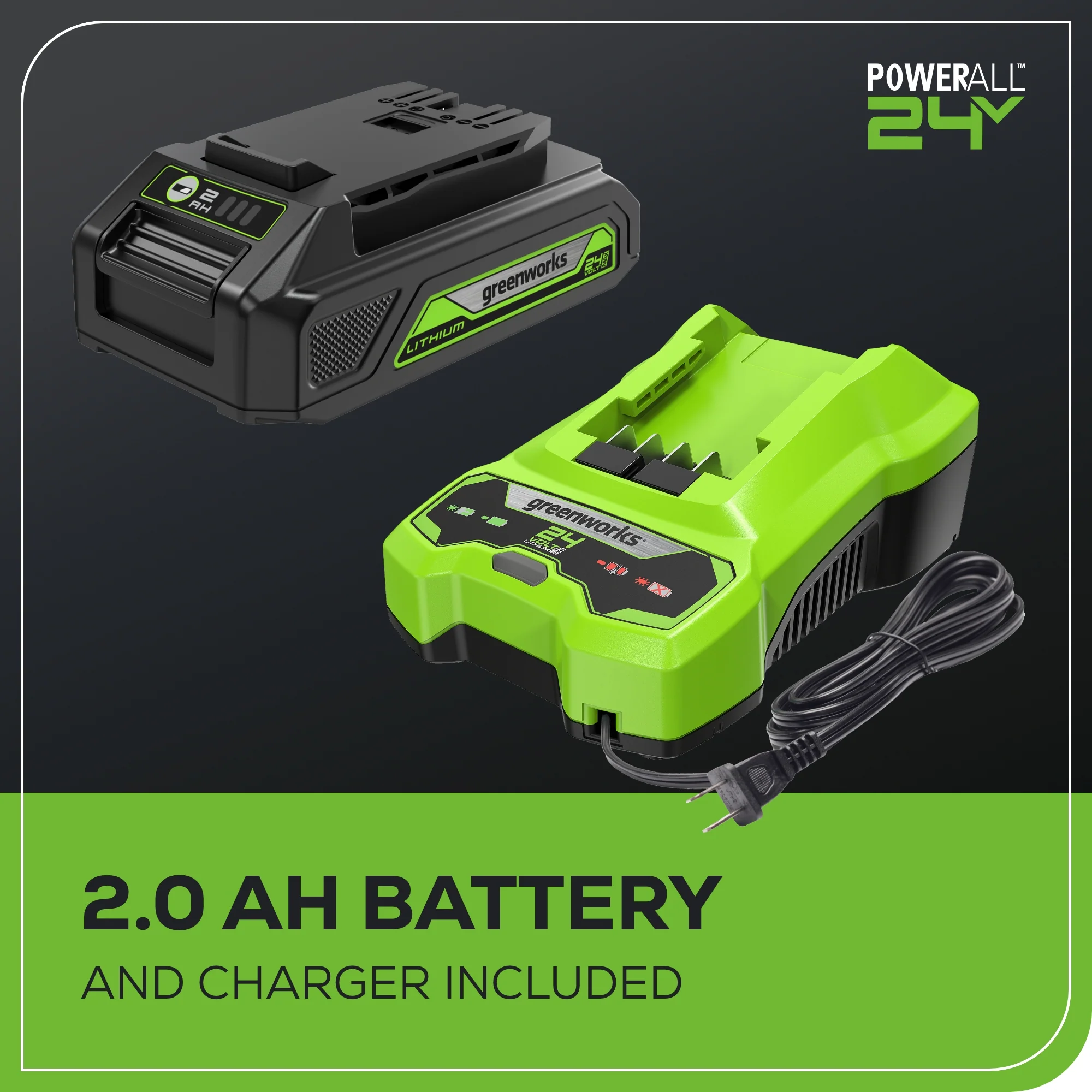 24V 10 Cordless Battery Chainsaw w/ 2.0Ah USB Battery & Charger