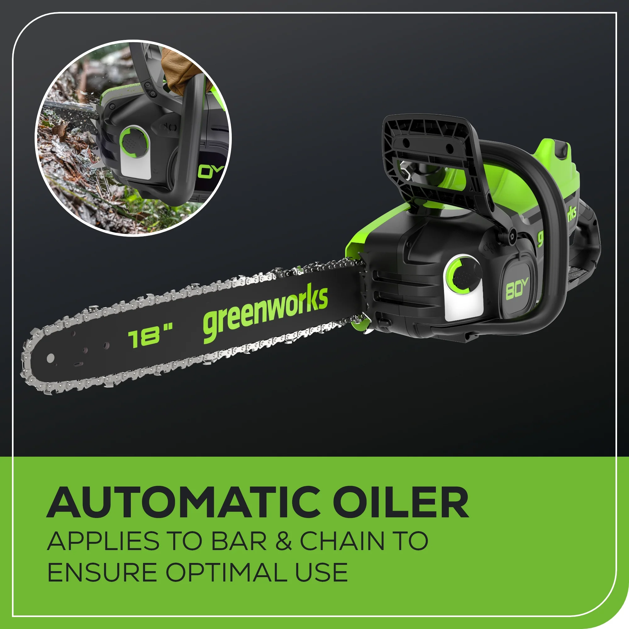 80V 18 2.5kW Cordless Battery Chainsaw w/ (1) 4Ah Battery & 2A Charger