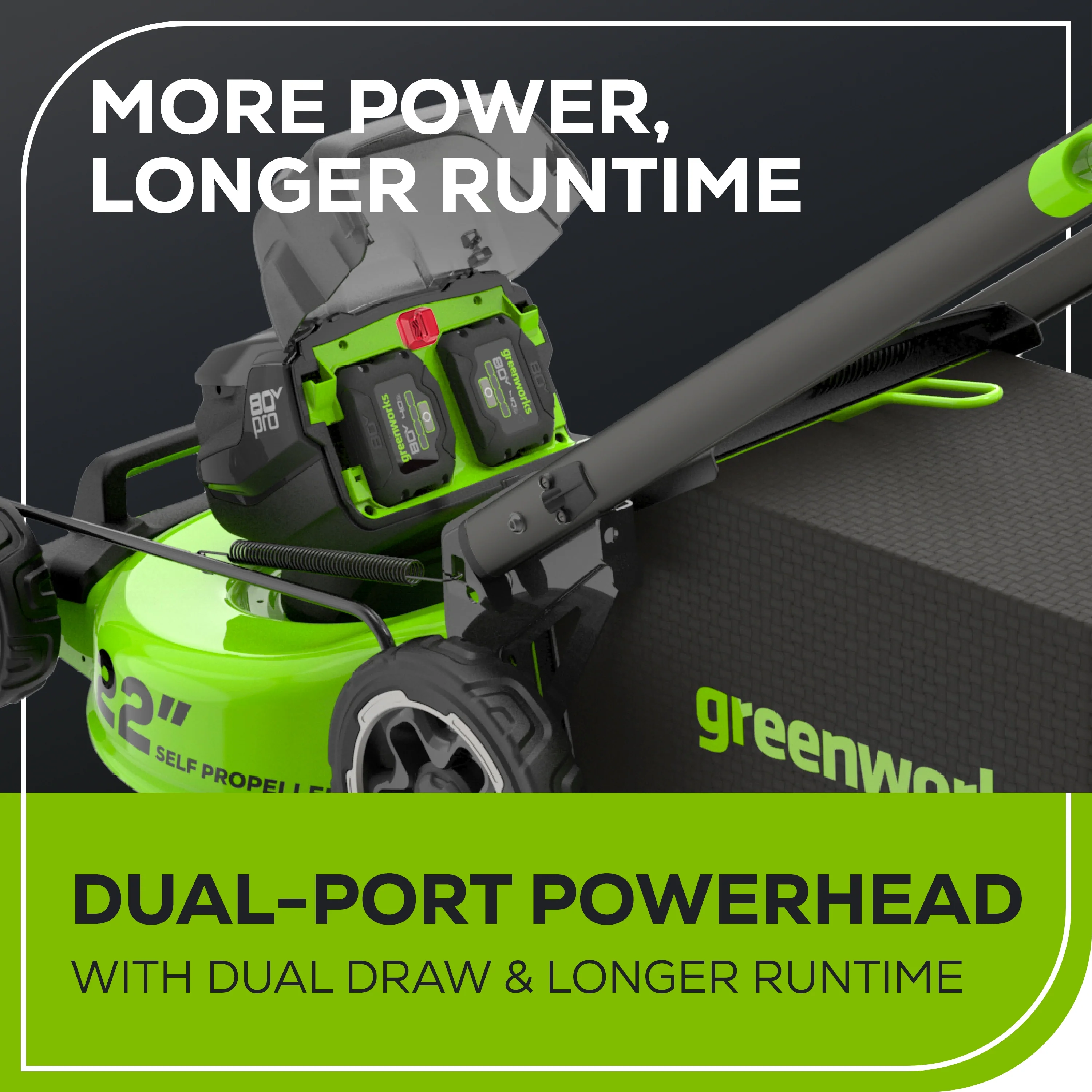80V 22 Cordless Battery Dual Blade Self-Propelled Lawn Mower w/ (2) 4.0Ah Batteries & Rapid Charger