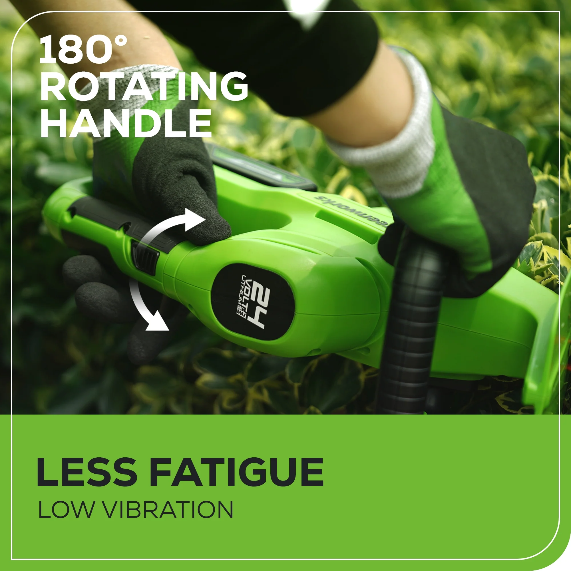 24V 22 Cordless Battery Rotating Handle Hedge Trimmer 3000 SPM (Tool Only)