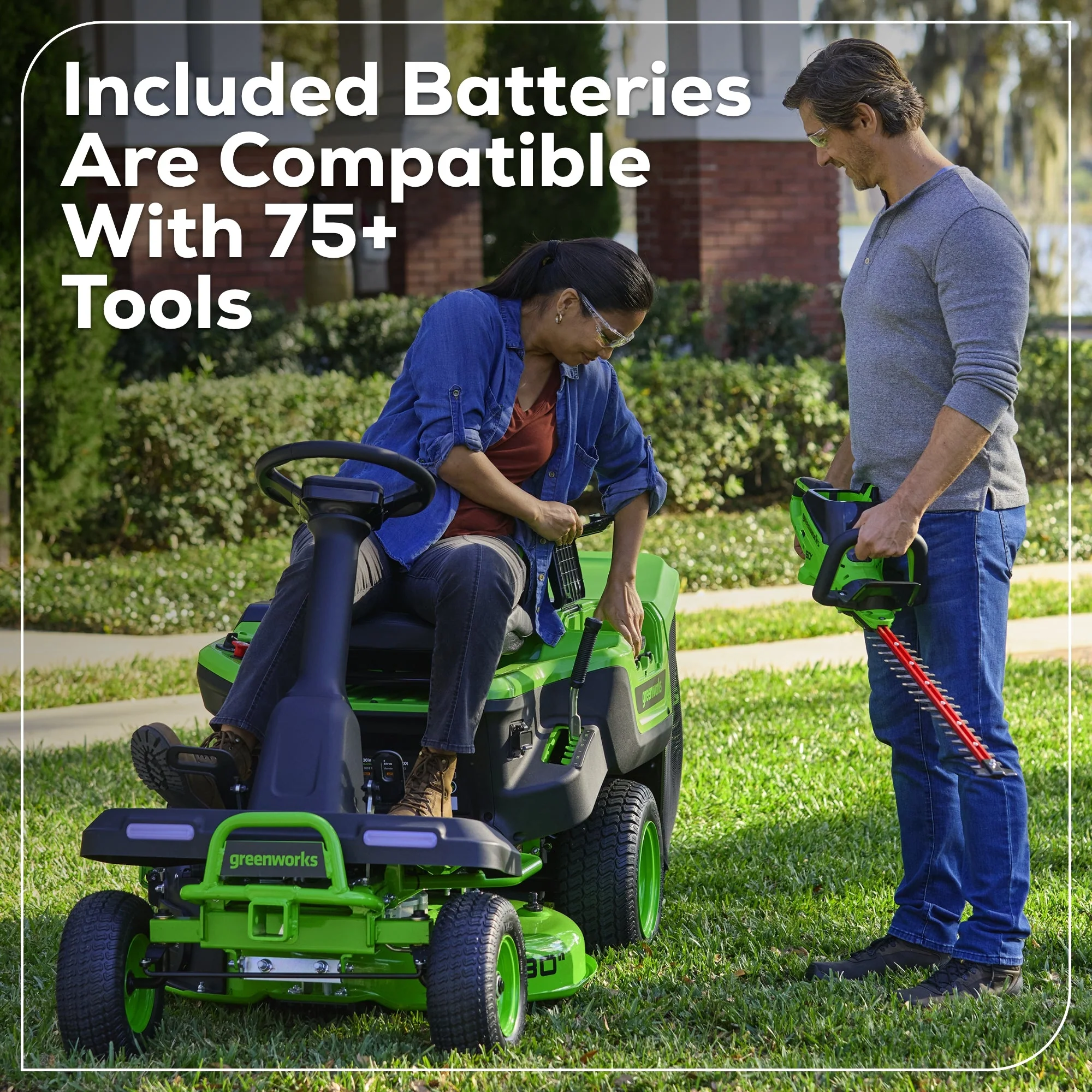 60V 30” CrossoverT Riding Lawn Tractor 3PC Combo Kit w/ Two 8.0Ah Batteries, Two 4.0Ah Batteries, One 2.5Ah Battery and Two Chargers