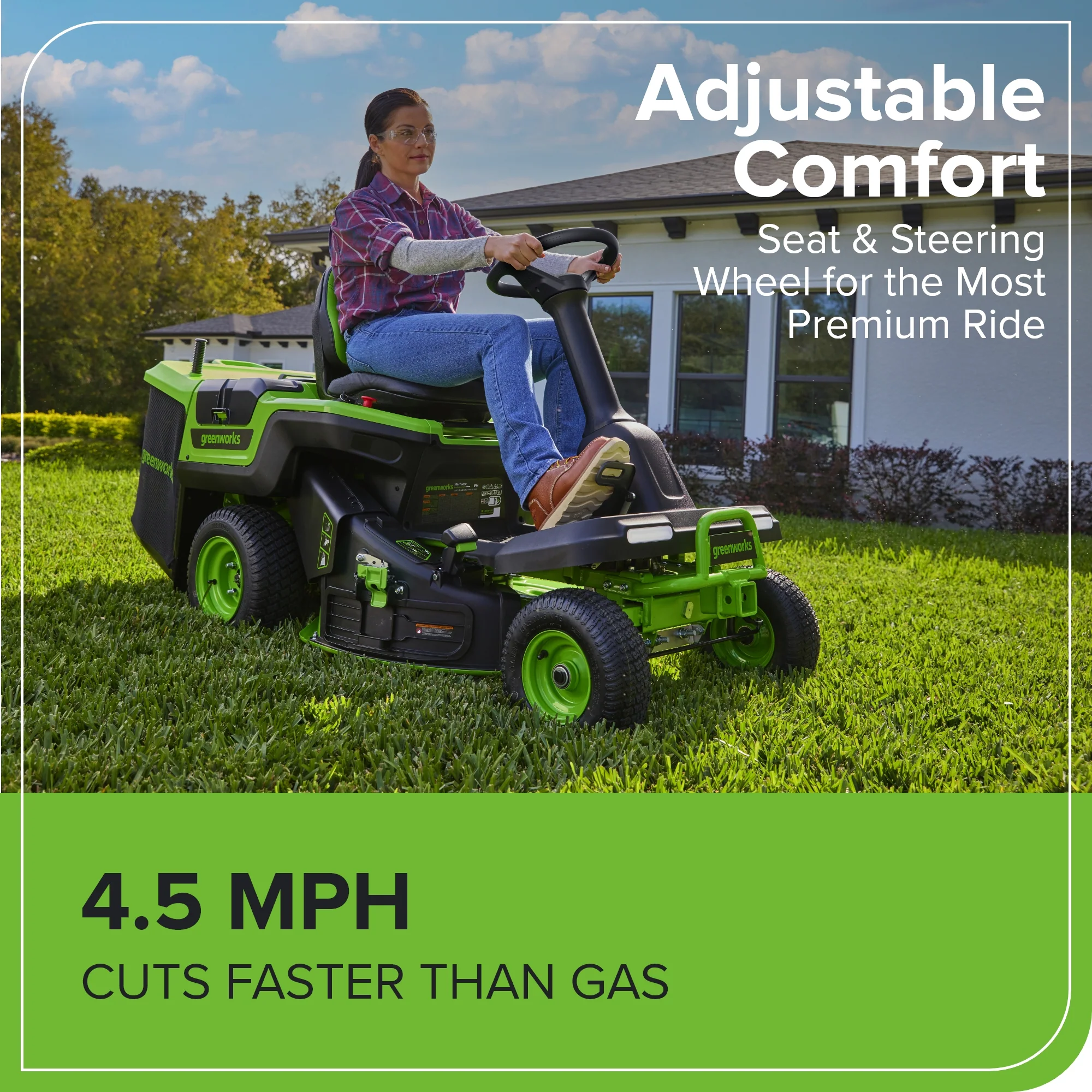 60V 30” CrossoverT Riding Lawn Tractor, Bagger Included w/ (4) 8.0Ah (1) 20.0Ah Batteries & 600-Watt Charger