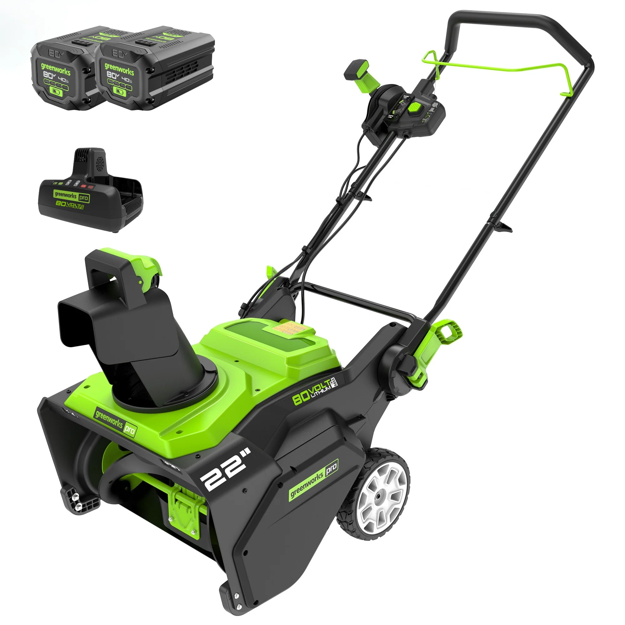 RENEWED 80V 22 Cordless Battery Single-Stage Snow Blower w/ (1) 4.0 Ah Battery,(1) 2.0Ah Battery & Dual-Port Charger