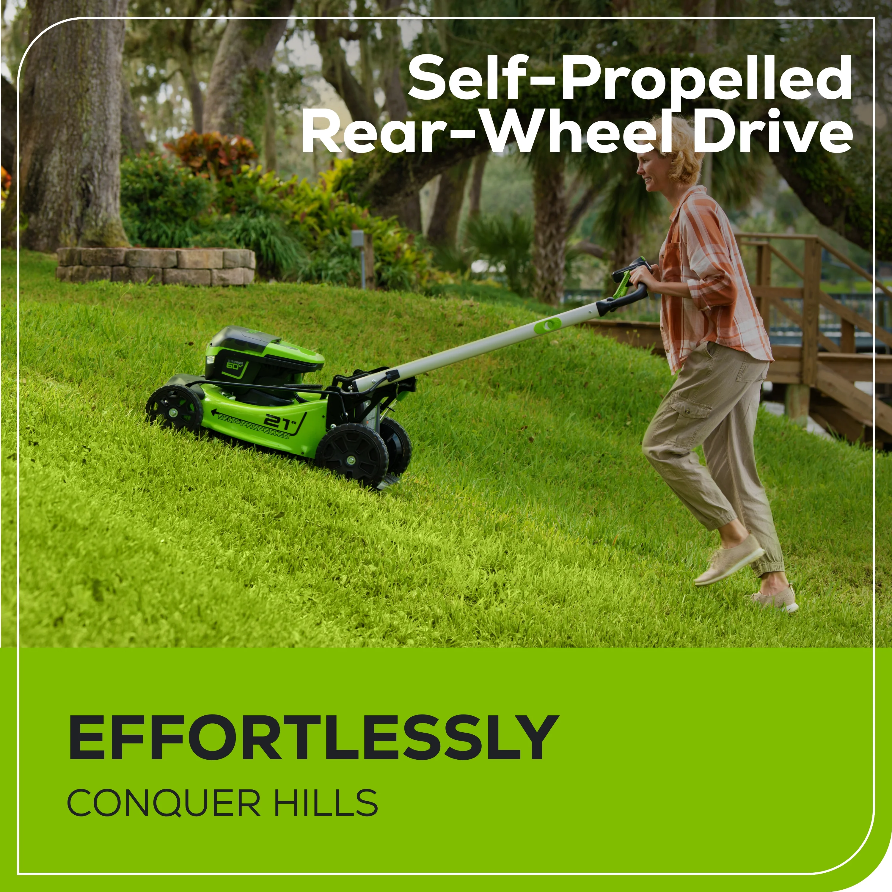 60V 21 Cordless Battery Self-Propelled Lawn Mower w/ Two (2) 4.0Ah Batteries & Dual Port Charger