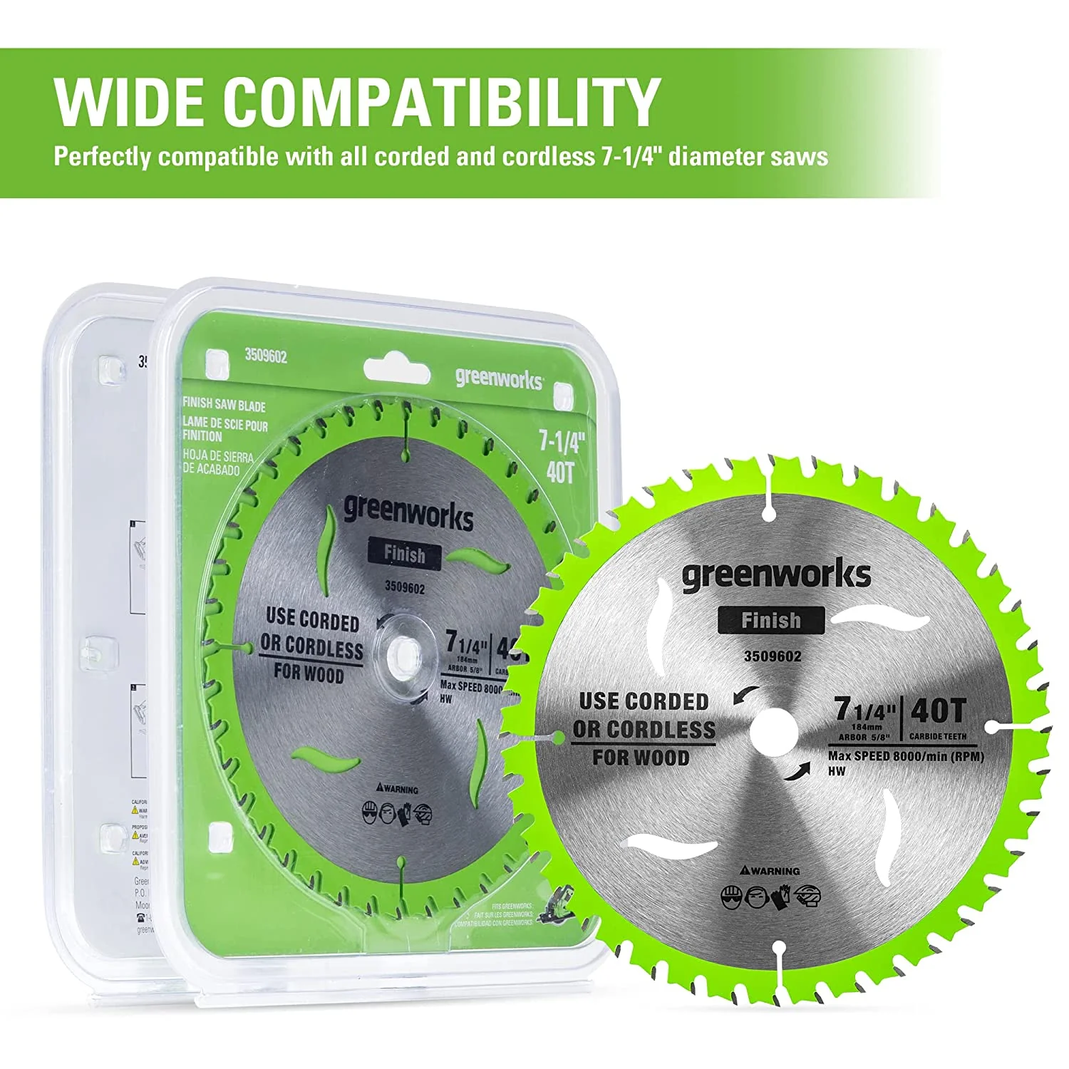 Greenworks 24V 7-1/4  40T Circular Saw Blades