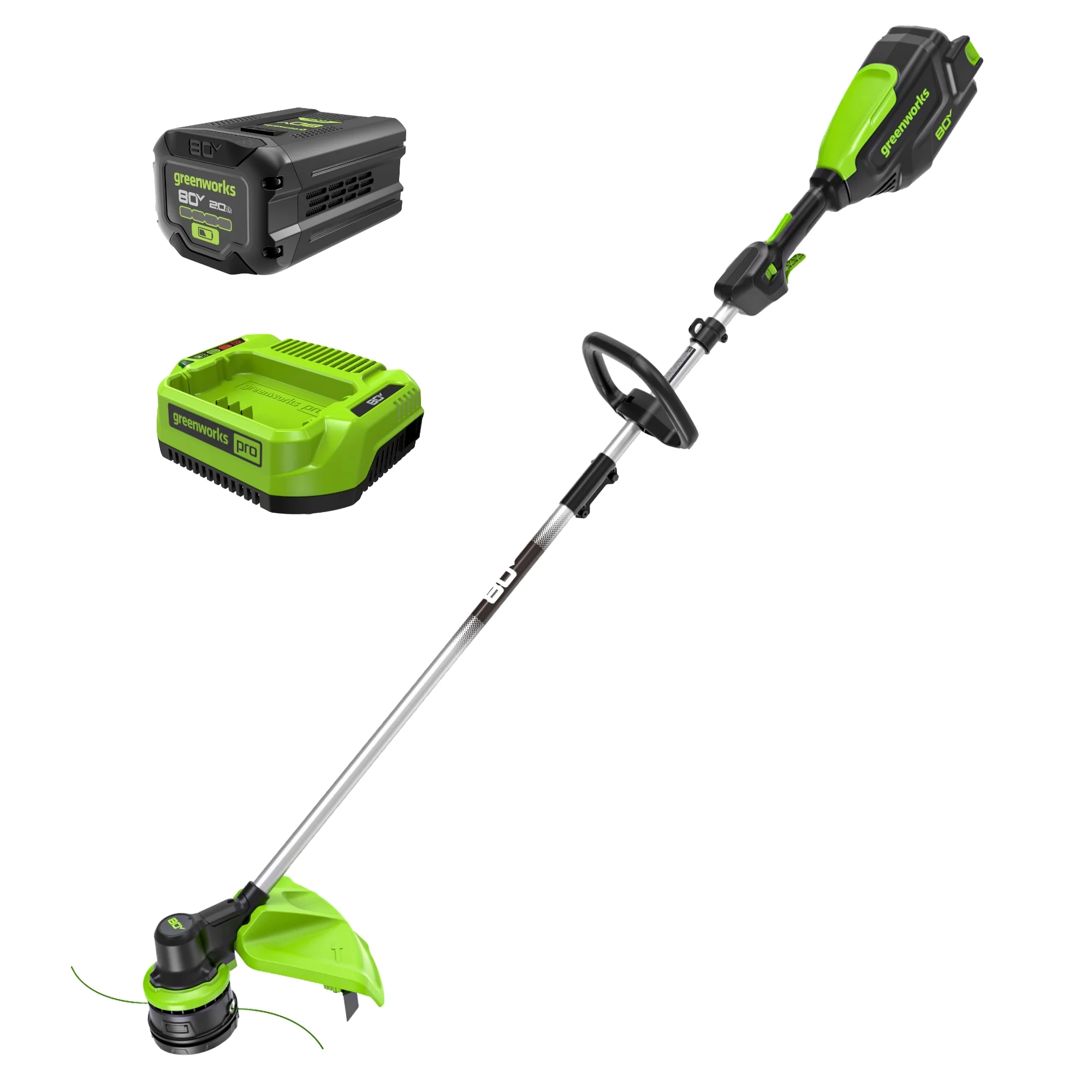 80V 16 Cordless Brushless String Trimmer w/ 2.0Ah Battery & 2Amp Charger