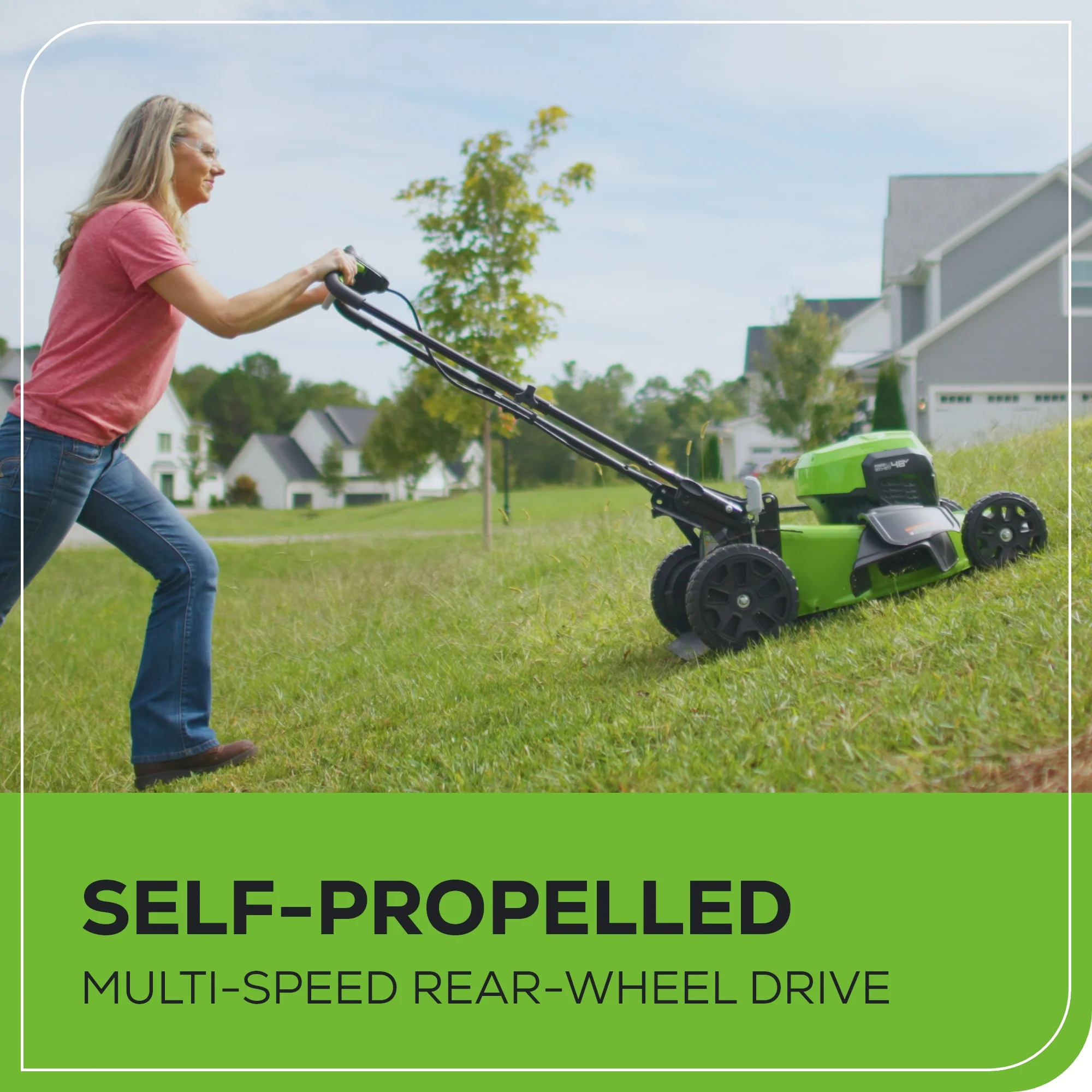 48V (2x24V) 21 Cordless Battery Self-Propelled Mower, 12 String Trimmer & 320 CFM Blower Combo Kit w/ (2) 5.0Ah Batteries & Chargers