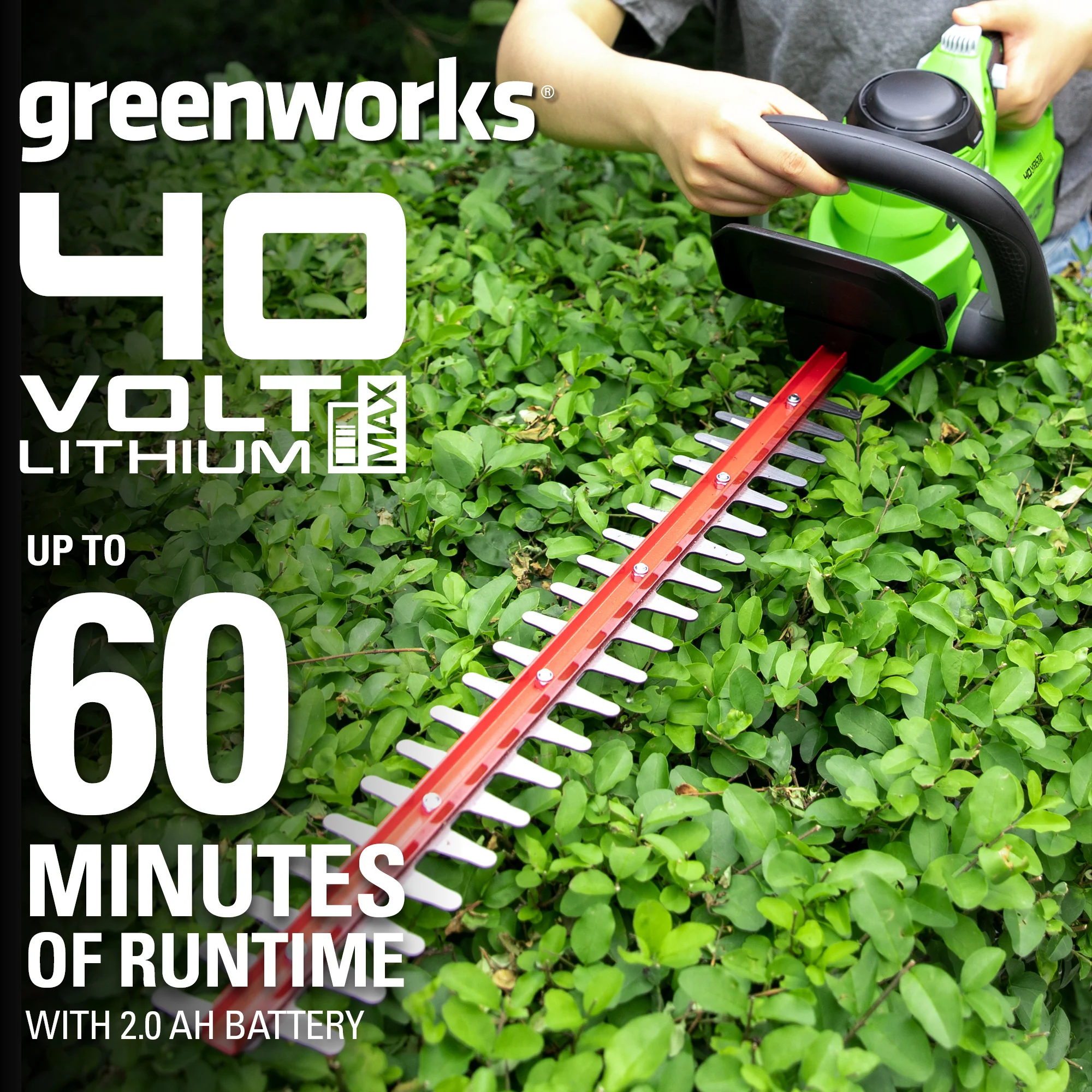 40V 24 Cordless Battery Hedge Trimmer w/ 2.0 Ah USB Battery & Charger