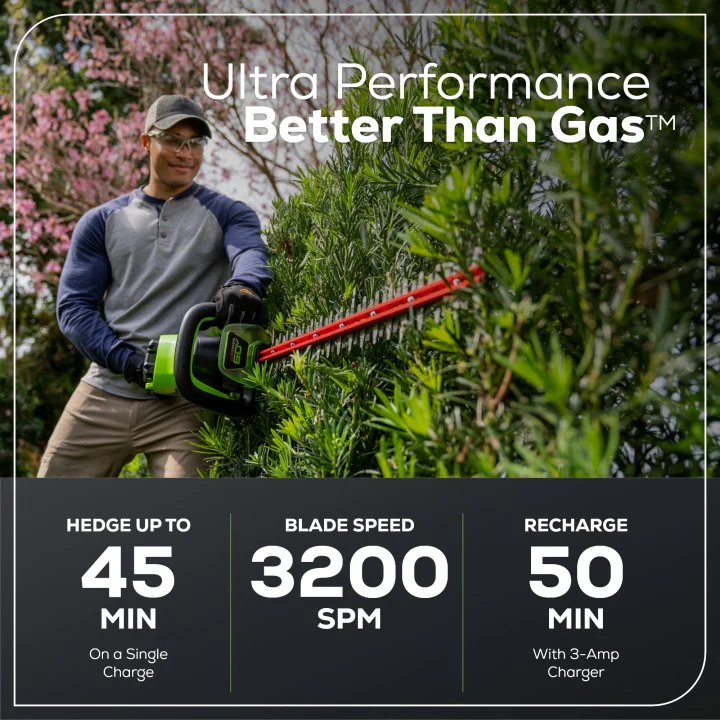 60V 26 Cordless Battery Hedge Trimmer 3200 SPM w/ 2.0Ah Battery & Charger