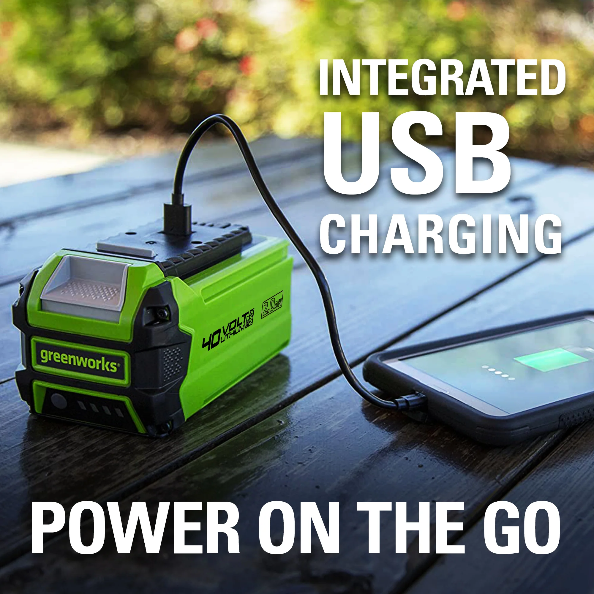 40V 24 Cordless Battery Hedge Trimmer w/ 2.0 Ah USB Battery & Charger