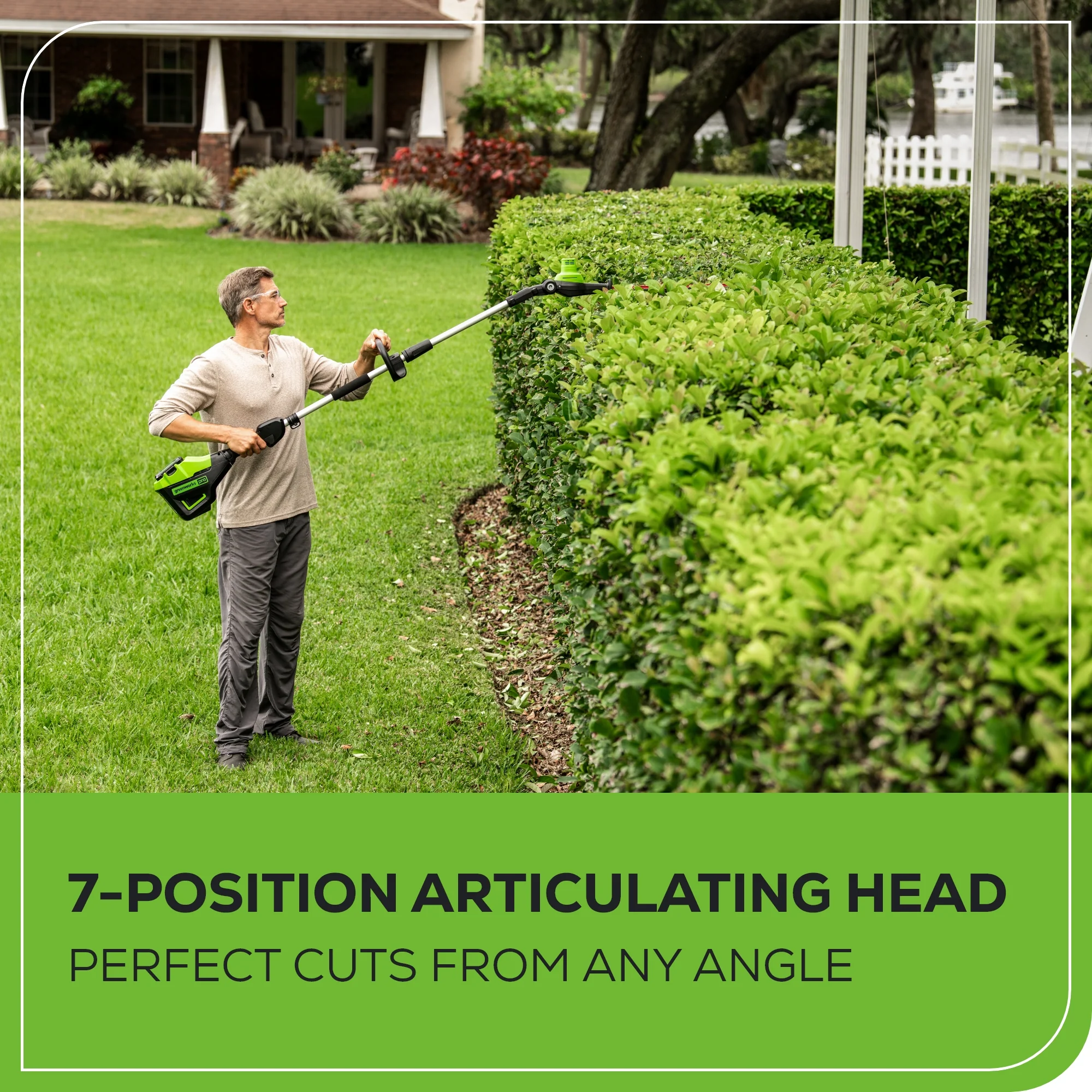 80V 20 Cordless Battery Pole Hedge Trimmer (1.2 cut, 3200 SPM) w/ 2.0Ah Battery & Charger