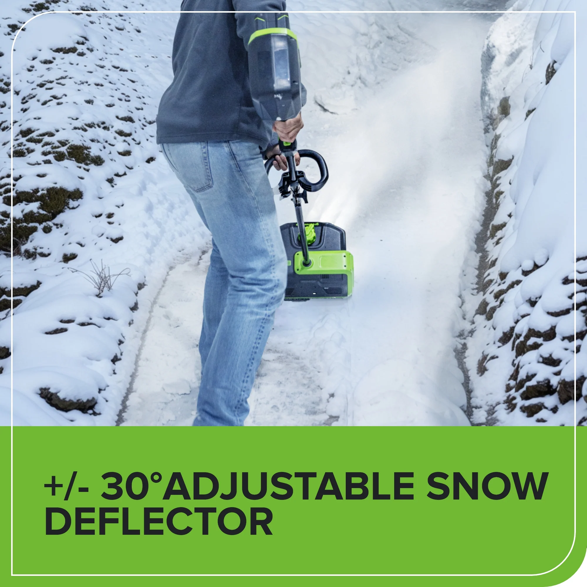 80V 12 Cordless Battery LED Snow Shovel w/ Directional Vanes, 2.5Ah Battery and Charger