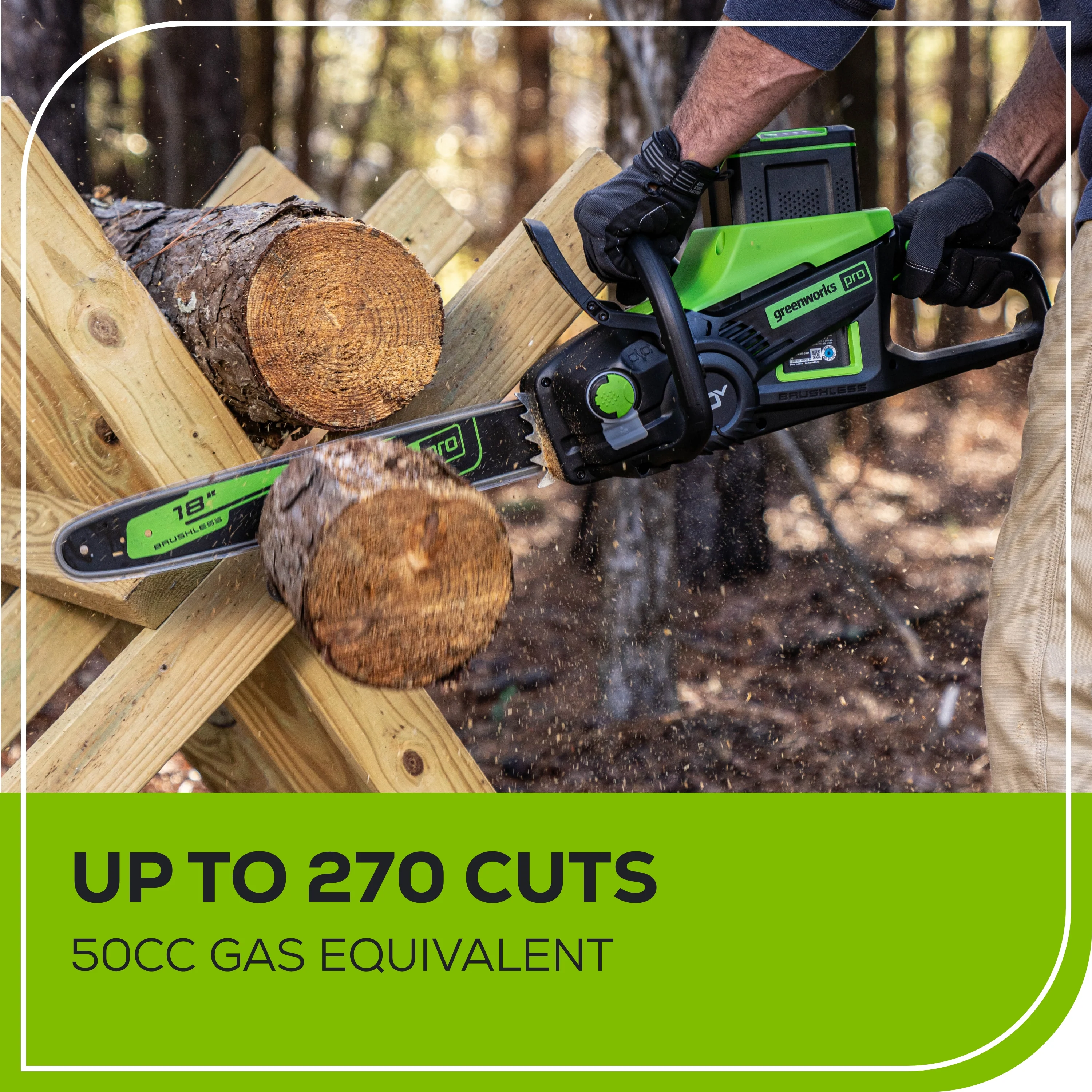 RENEWED 80V 18 2.5kW Cordless Battery Chainsaw (Sturdy Case, Chains Included) w/  4.0Ah Battery & 4A Charger)