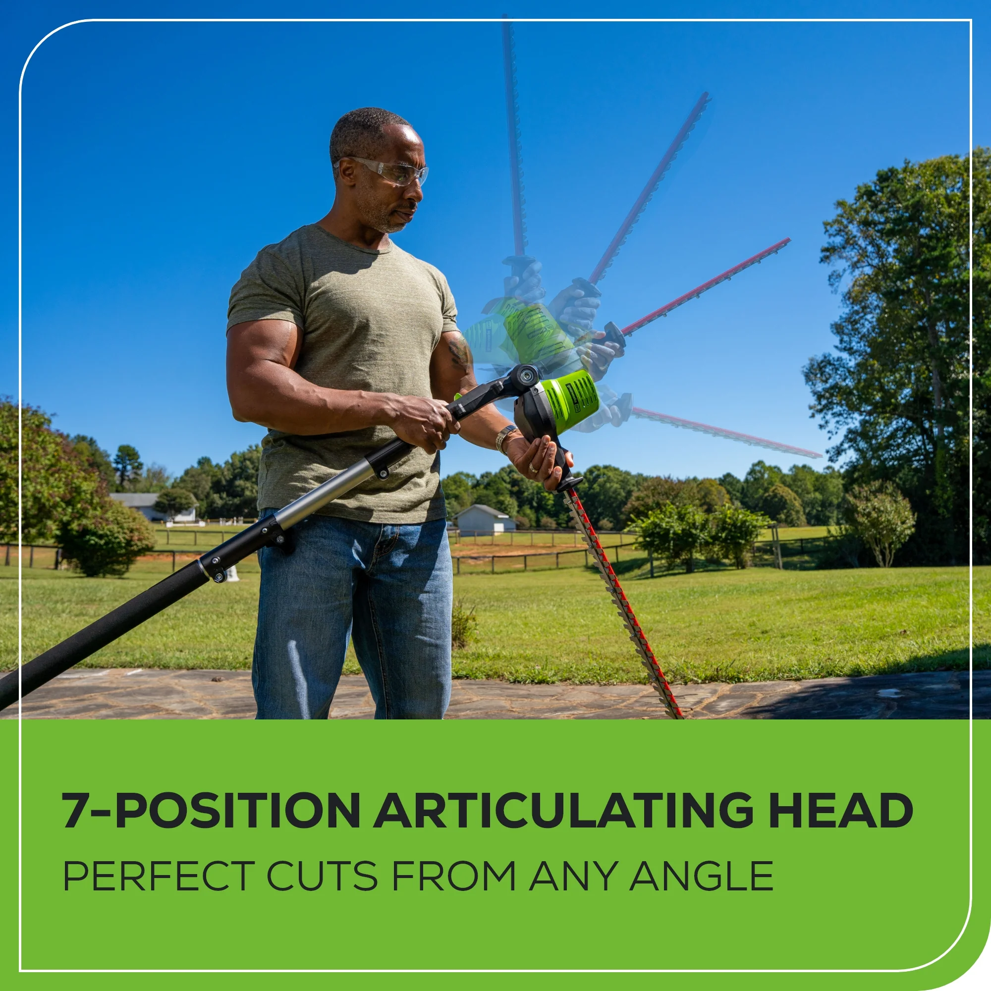 80V 20 Cordless Battery Pole Hedge Trimmer (3/4 cut, 3000 SPM) w/ 2.0Ah Battery & Charger