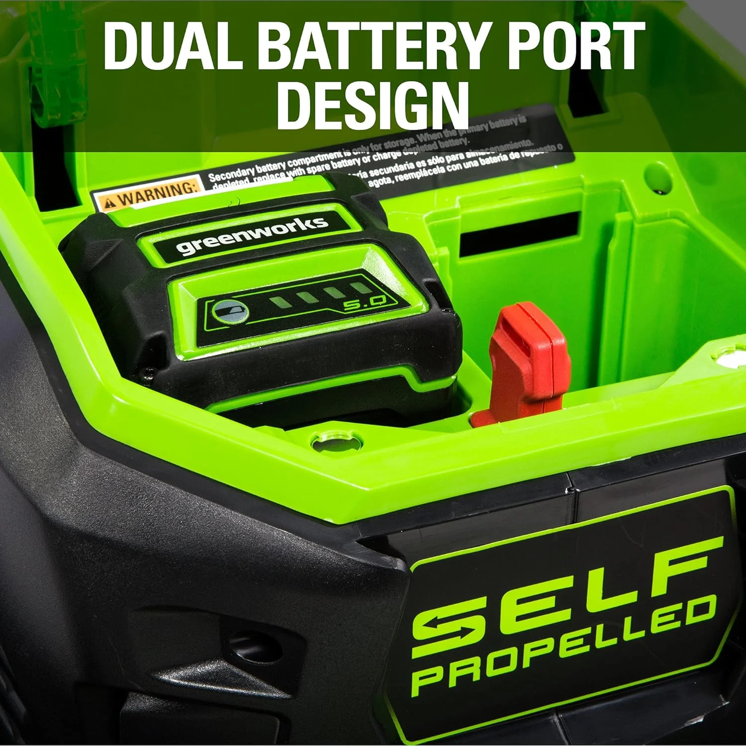 40V 21 Cordless Battery Self-Propelled Lawn Mower w/ 5.0Ah USB Battery & Charger