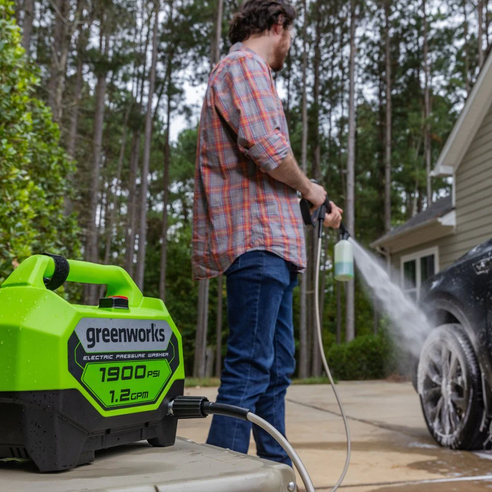 RENEWED 1900 PSI 1.2 GPM Cold Water Electric Pressure Washer w/ 11 Surface Cleaner and Soap Applicator Combo Kit