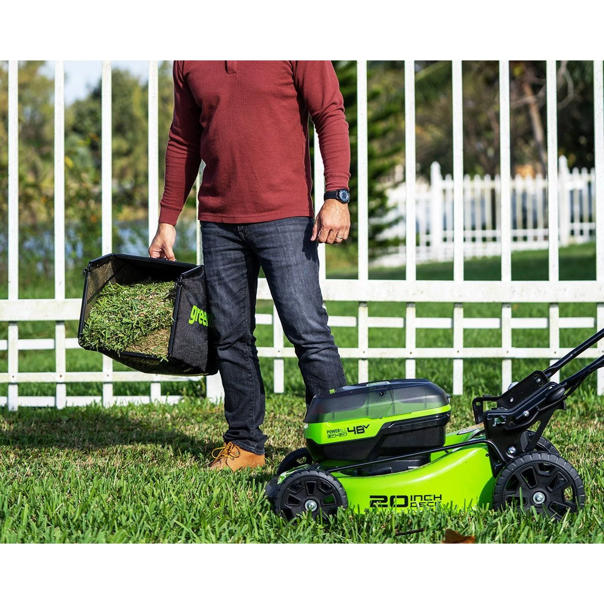 48V (2x24V) 20 Cordless Battery Push Mower w/ (2) 4.0Ah USB Batteries & Charger