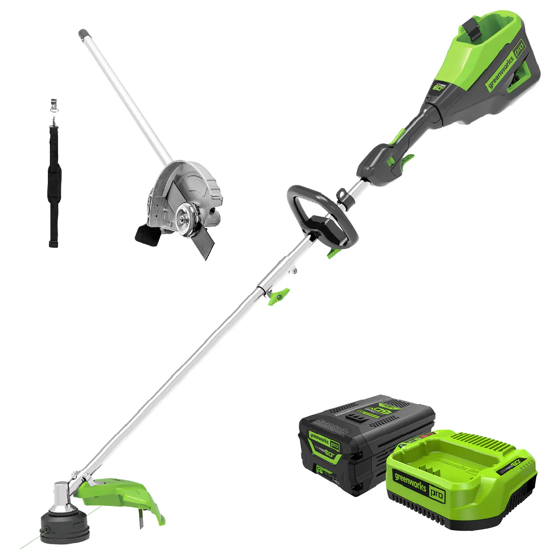 60V 16 Cordless Battery String Trimmer (Attachment Capable) & 8 Edger Attachment Combo Kit w/ 4.0 Ah Battery & Charger