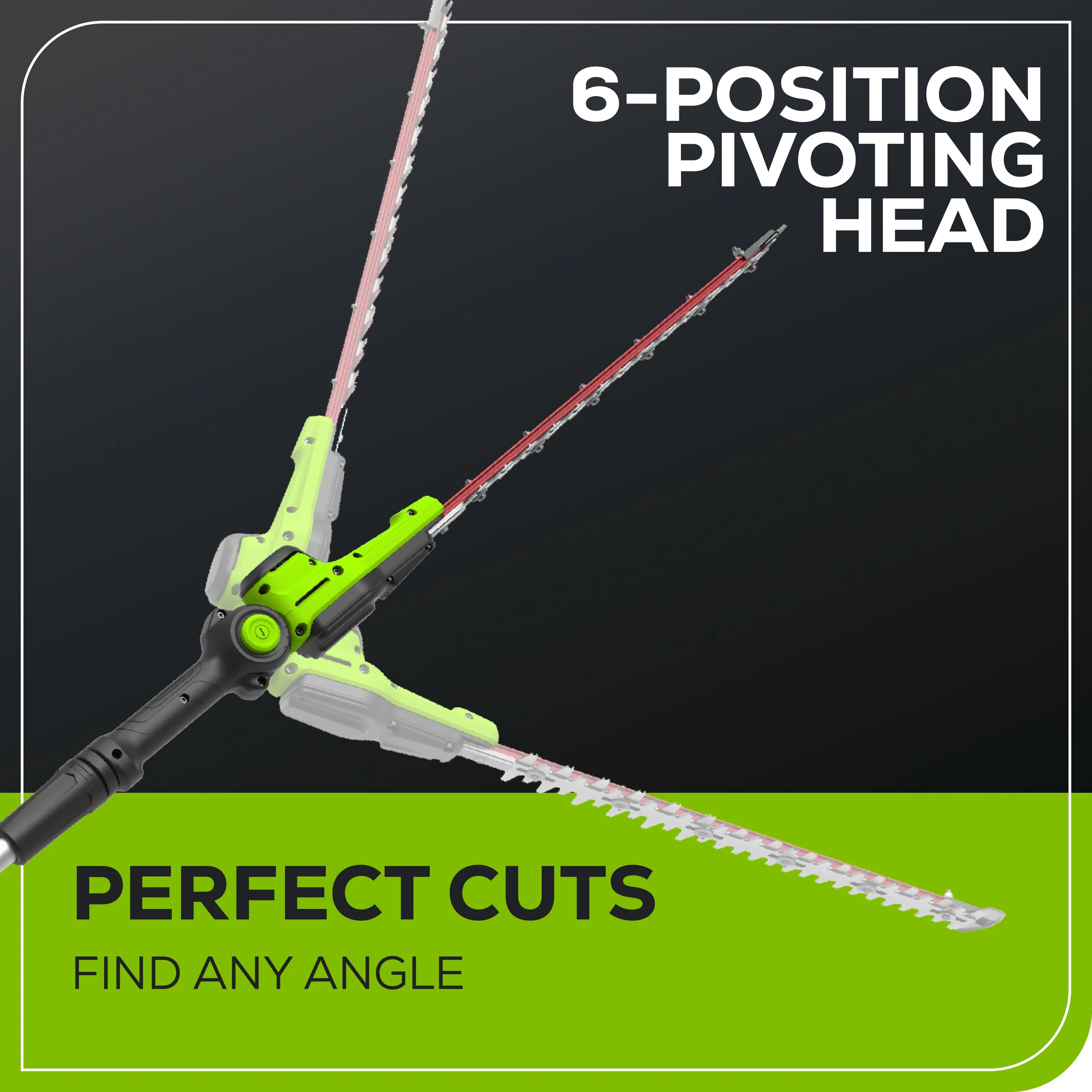 60V 20  6-position Cordless Battery Pole Hedge w/ 2Ah Battery and 3A Charger