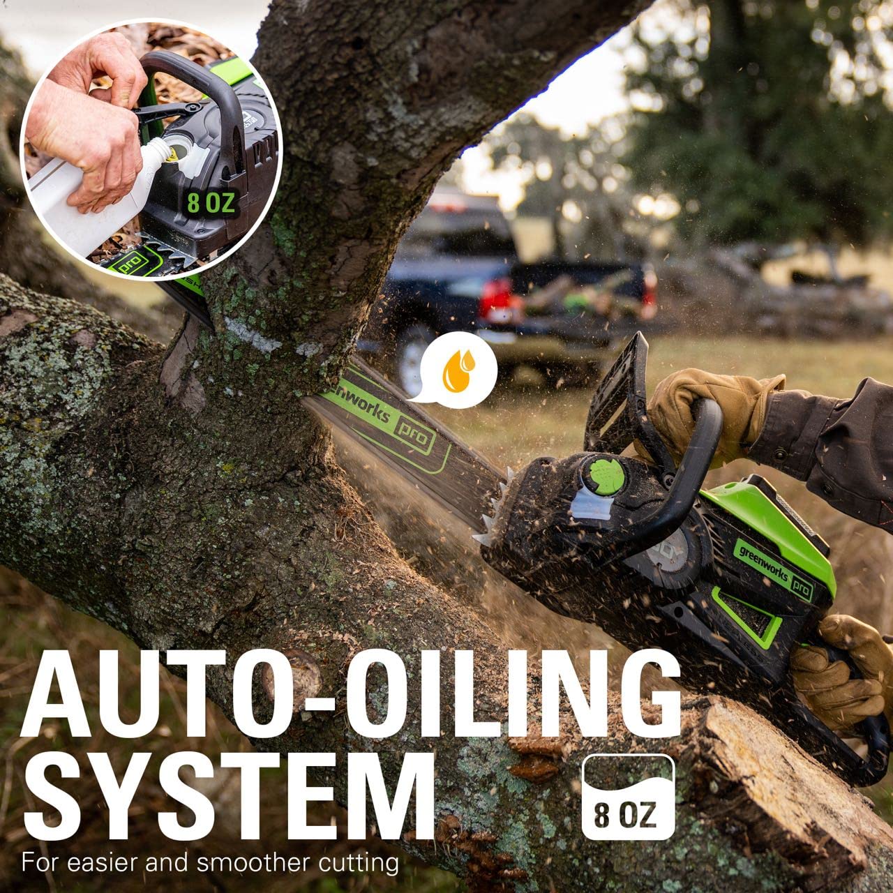 80V 18 Cordless Battery Chainsaw w/ Two Extra Chains (Tool-Only)