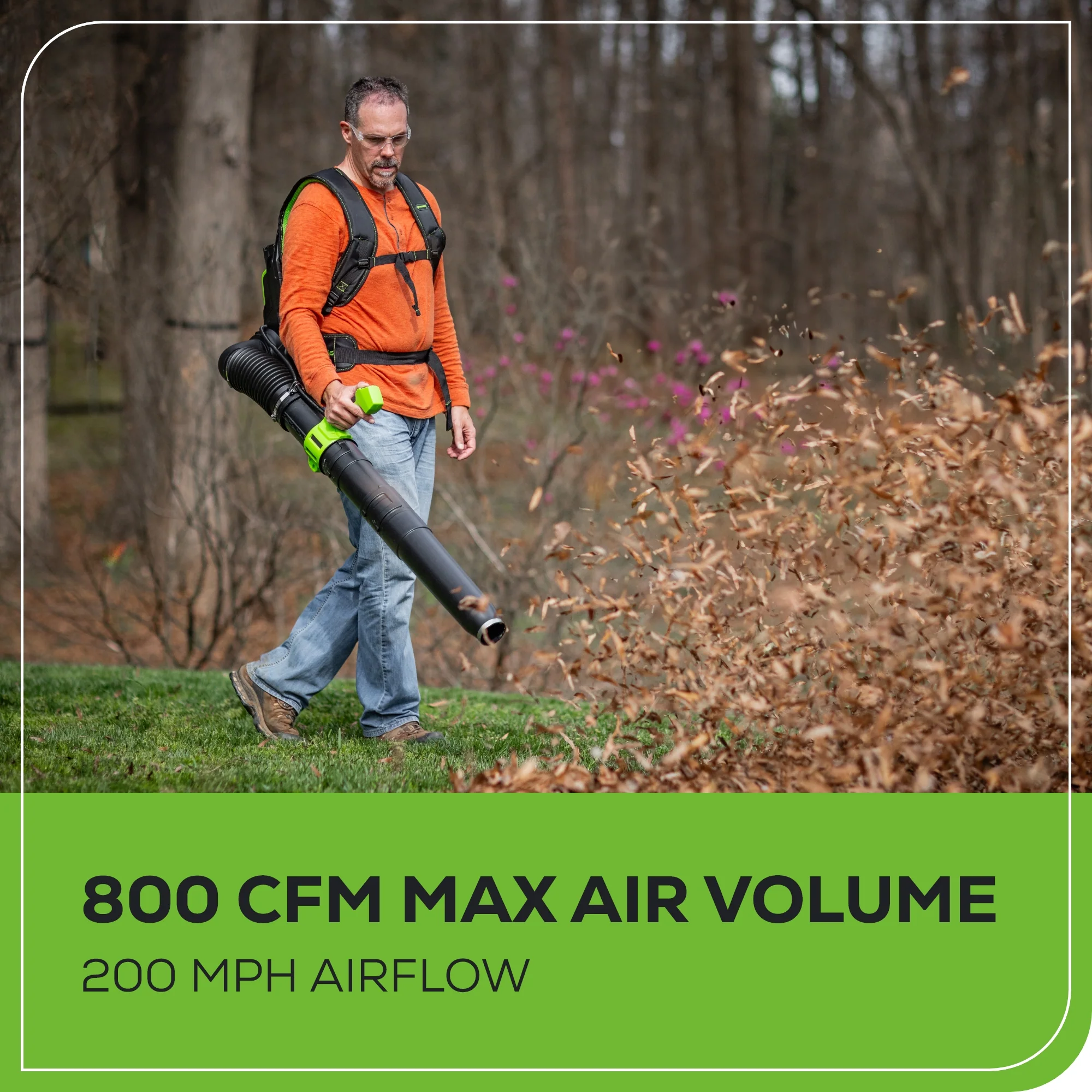 60V 800 CFM Cordless Battery Brushless Backpack Blower w/ 4.0Ah Battery & Charger