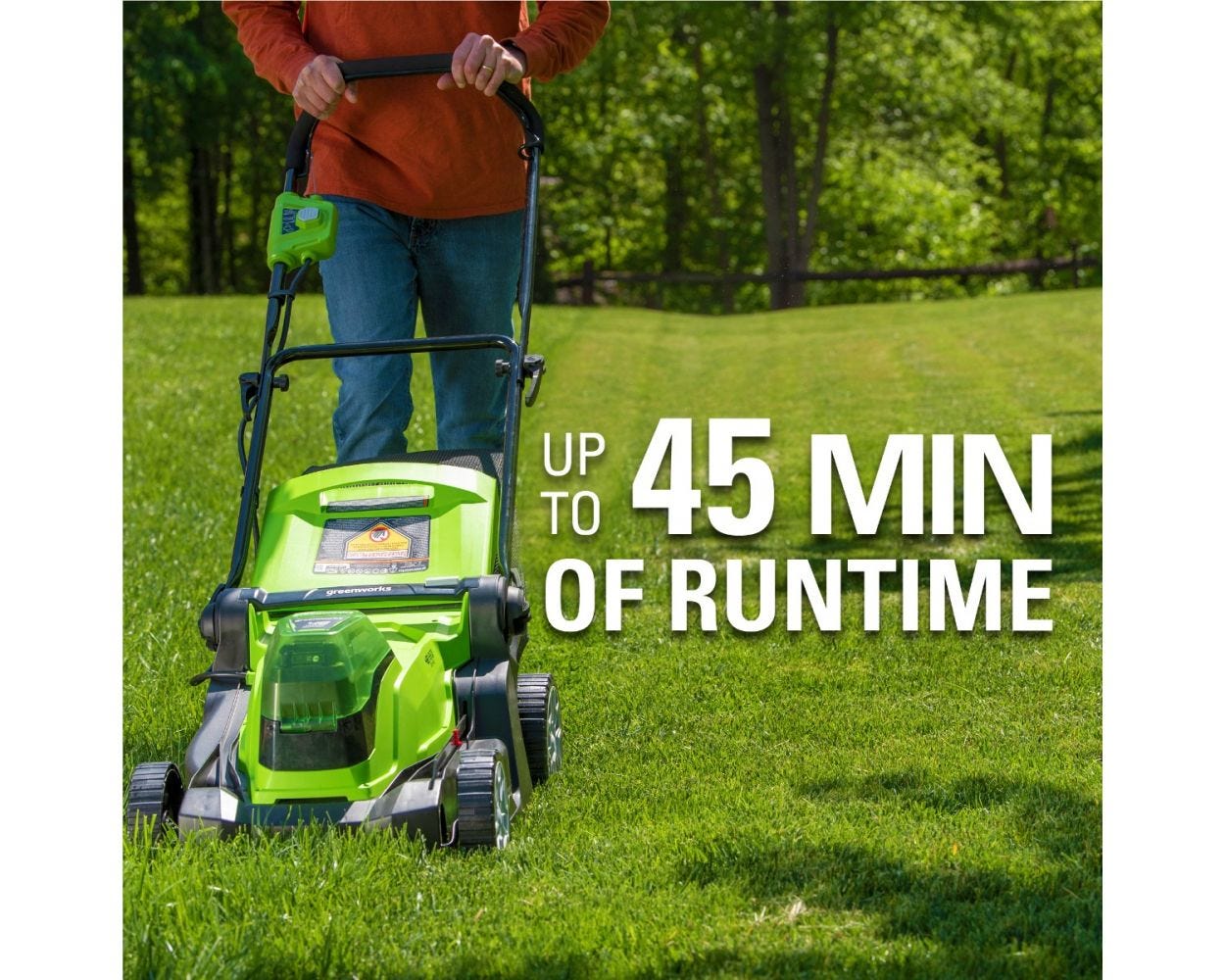 48V (2x24V) 17 Cordless Battery Push Lawn Mower w/ Two (2) 4.0Ah USB Batteries & Dual Port Charger