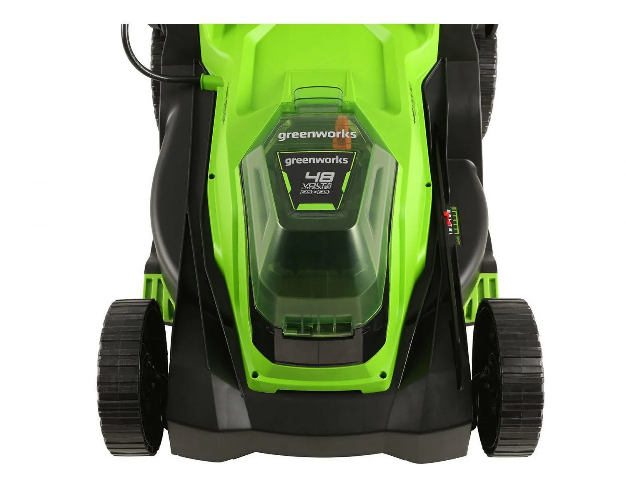 48V (2x24V) 17 Cordless Battery Push Lawn Mower w/ Two (2) 4.0Ah USB Batteries & Dual Port Charger