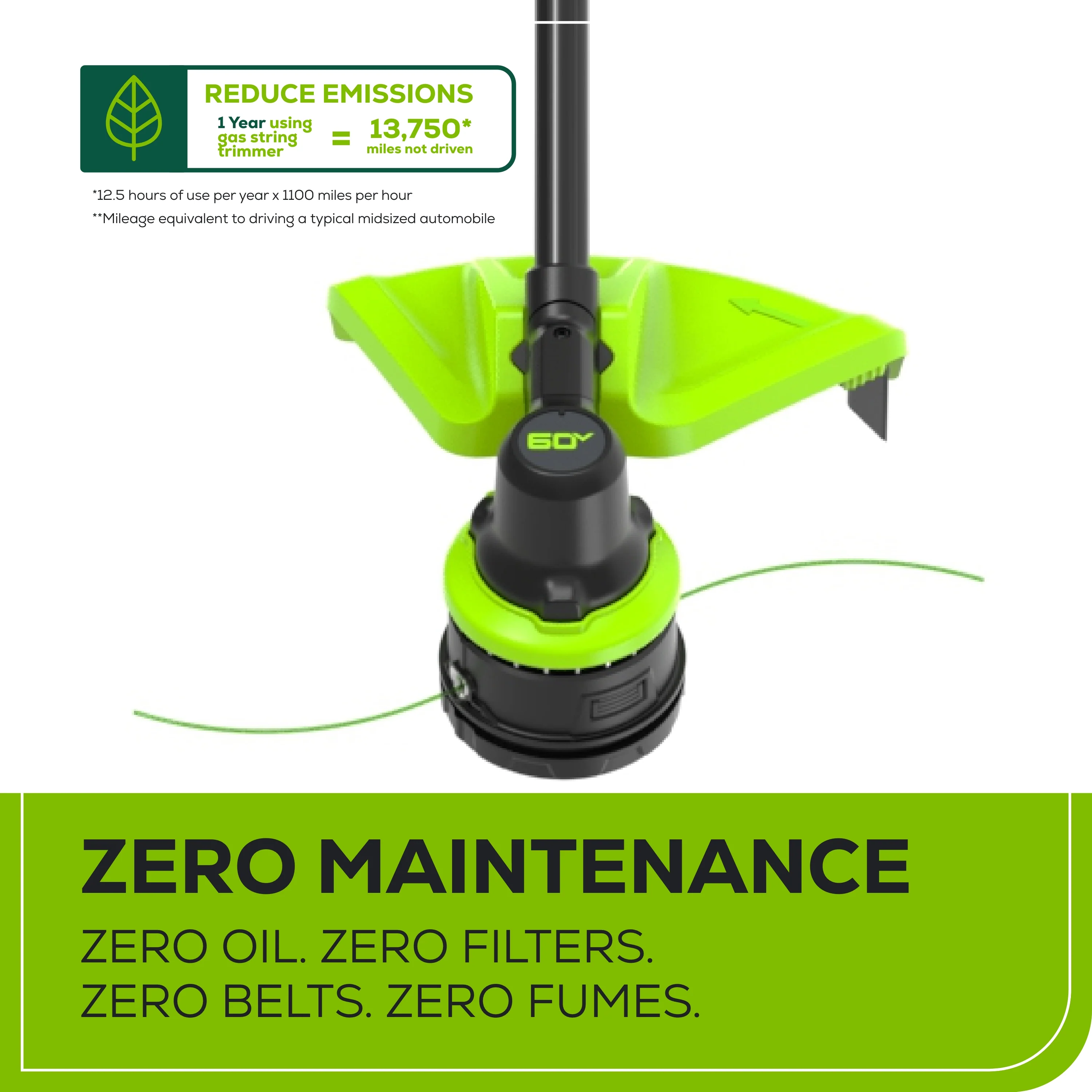 60V 17 Cordless Battery Brushless String Trimmer w/ 2.5Ah Battery & Charger