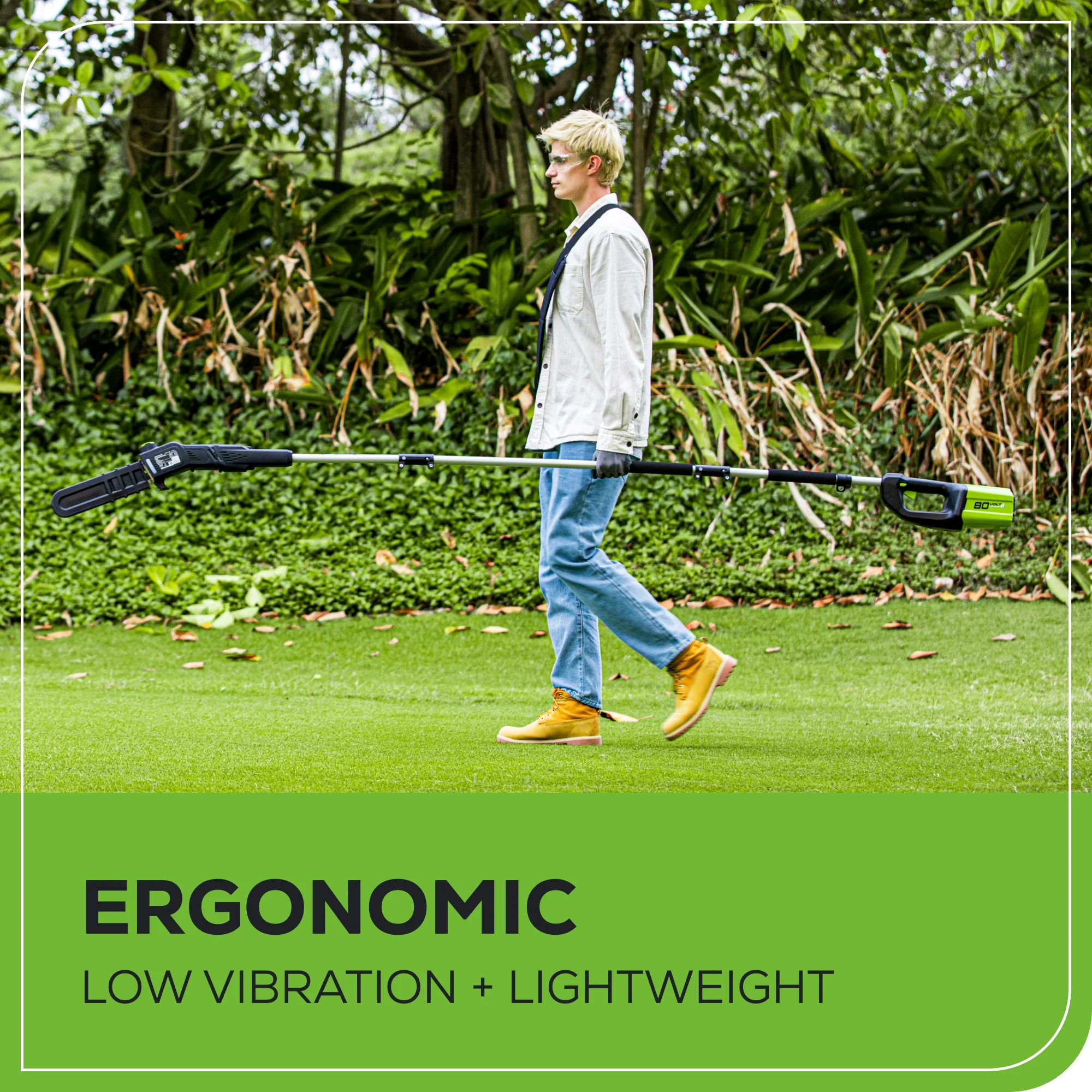 80V Cordless 10 Brushless Pole Saw w/ 2.0Ah Battery & Rapid Charger