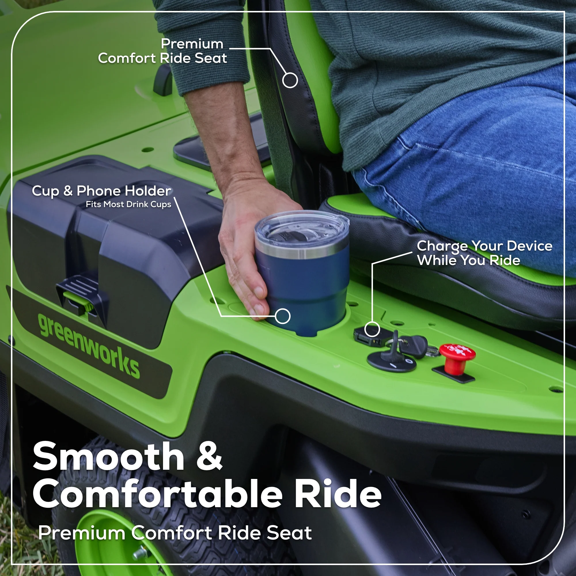 60V 30” CrossoverT Riding Lawn Tractor with (2) 8.0 Ah, (2) 4.0 Ah Batteries & 600-Watt Charger