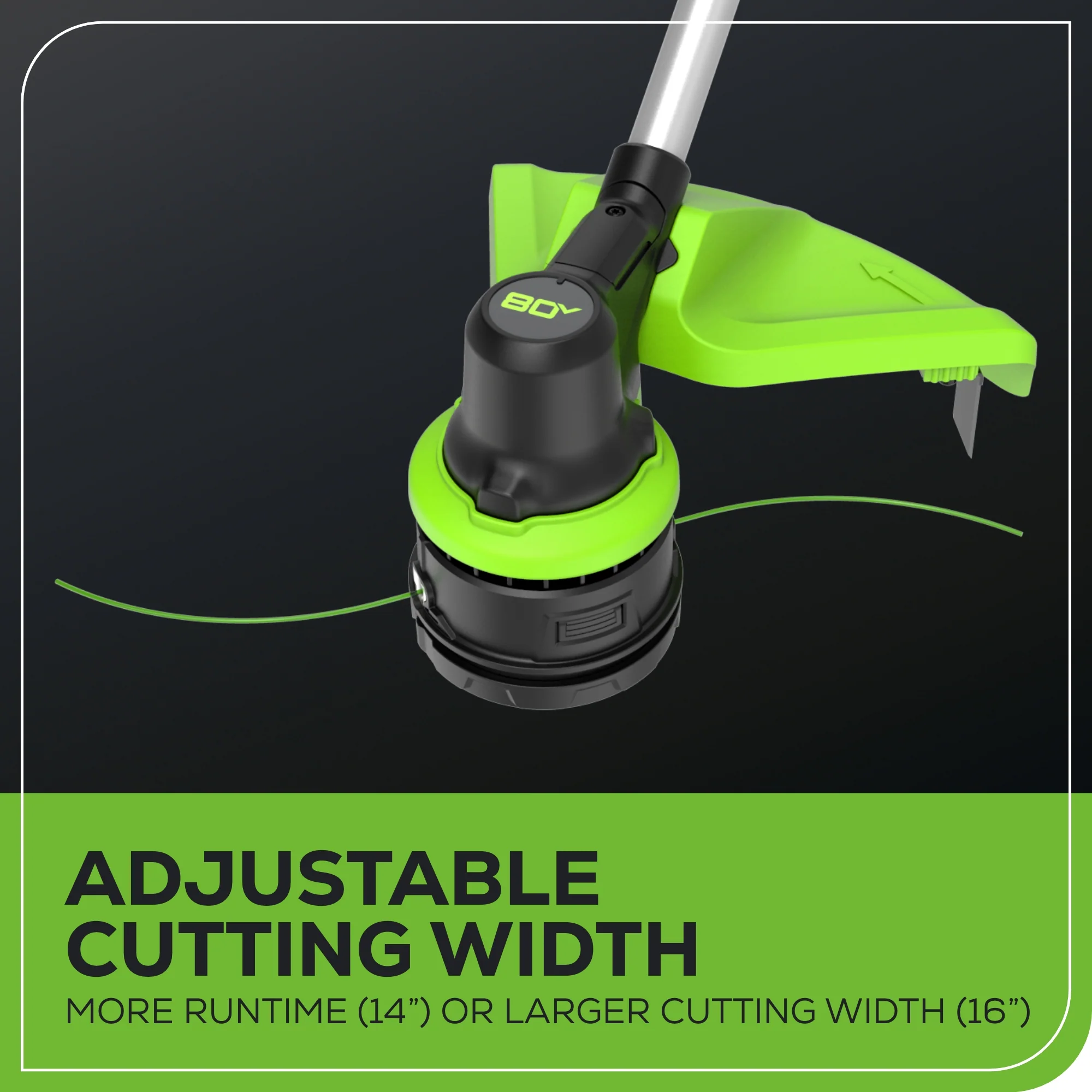 80V 16 Cordless Brushless String Trimmer w/ 2.0Ah Battery & 2Amp Charger