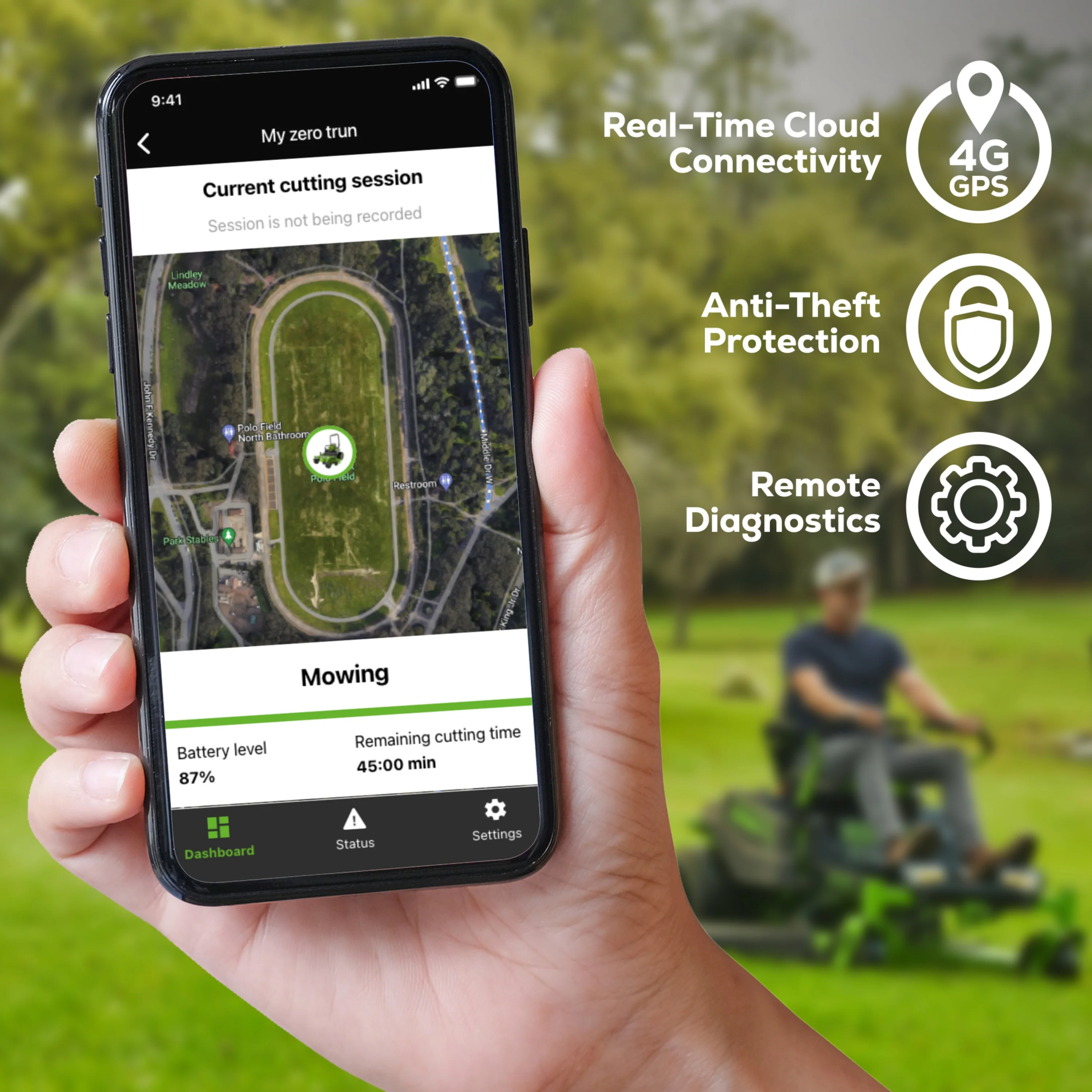 80V 42 Cordless Battery CrossoverT Riding Lawn Mower w/ Six (6) 5.0Ah Batteries and Three (3) Dual Port Turbo Chargers