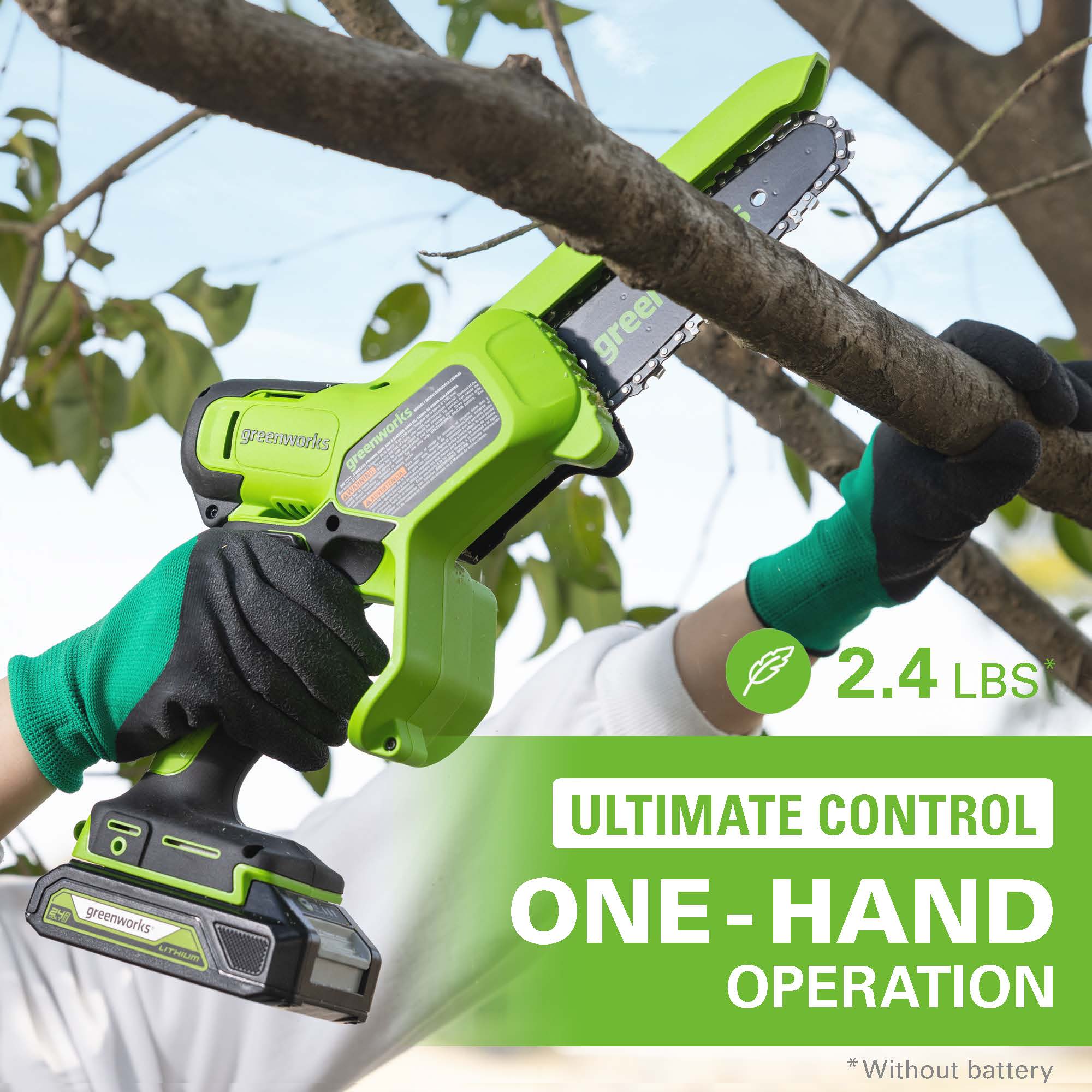 60V 18 Cordless Battery 2.0kW Chainsaw & 24V 6 Pruner Saw w/ (1) 4.0 Ah Battery, (1) 2.0 Ah Battery & (2) Chargers