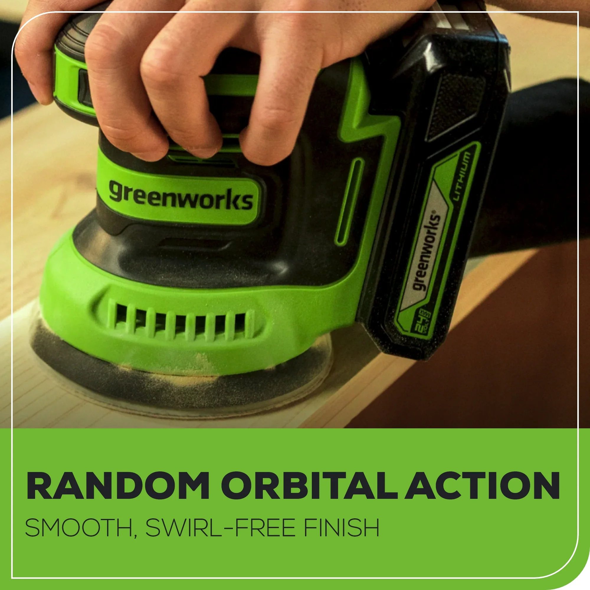 24V 5 Cordless Battery Orbital Sander w/ 2.0Ah Battery & Charger